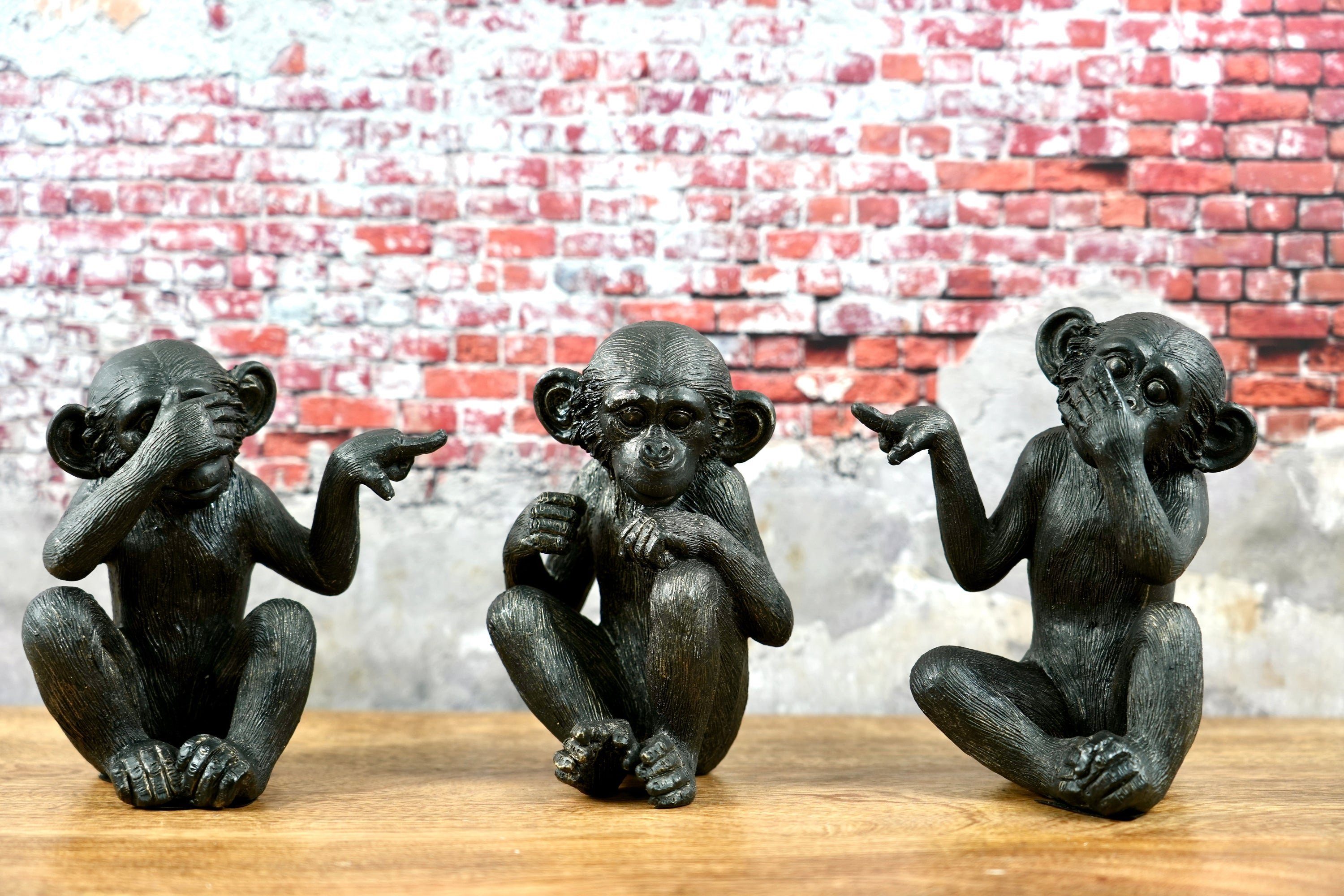 MF Dekoobjekt Dekofigur Die 3 Affen Weisheit Braun 15 cm nichts Hören, Sehe günstig online kaufen