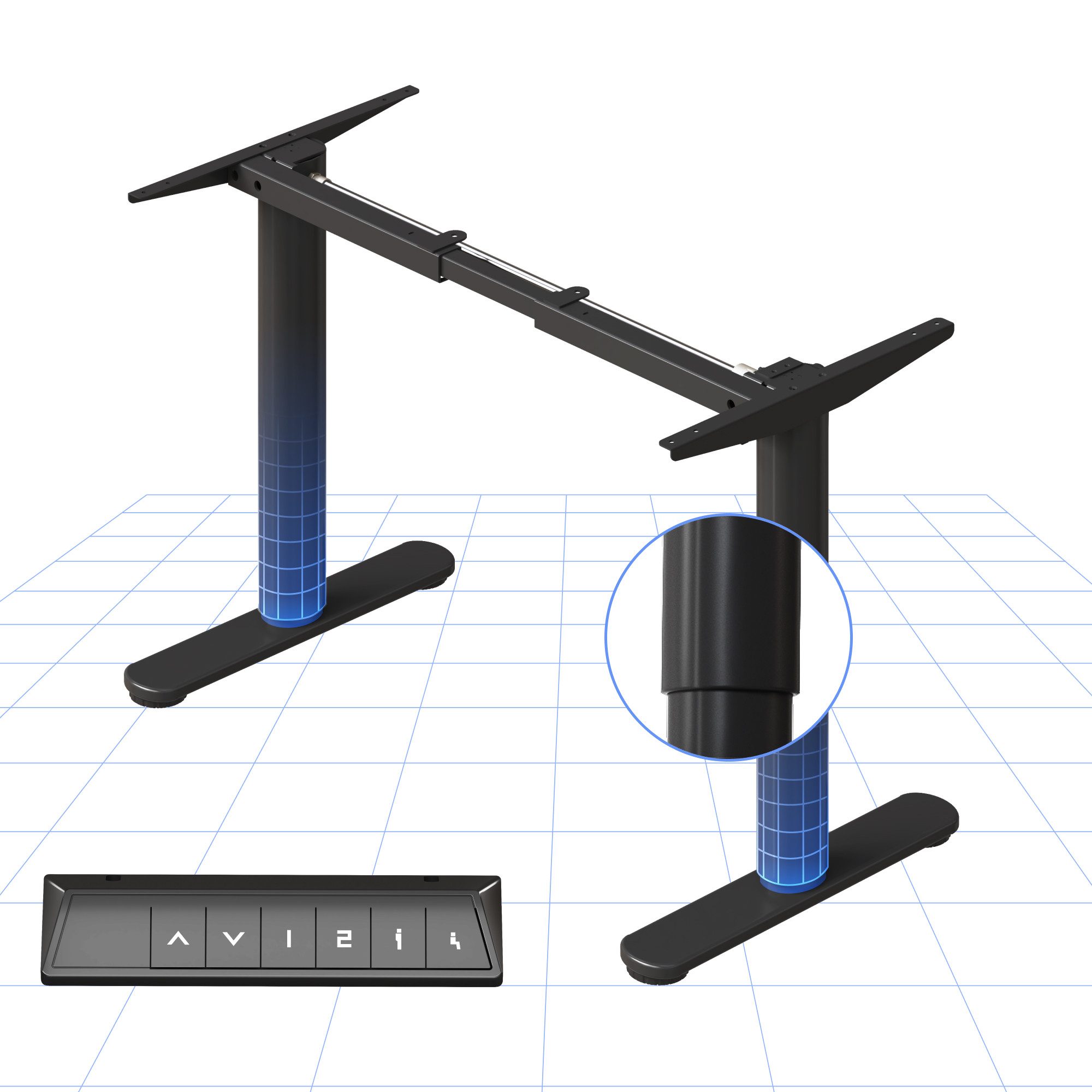 FLEXISPOT Schreibtisch Elektrisch höhenverstellbares Tischgestell, Schwarz/Weiß/Grau/Mousse (1-St., mit elegant abgerundeten Tischbeinen (runde Form), harmonisches Design, Anti-Kollisionsschutz, Max. Load: 80KG