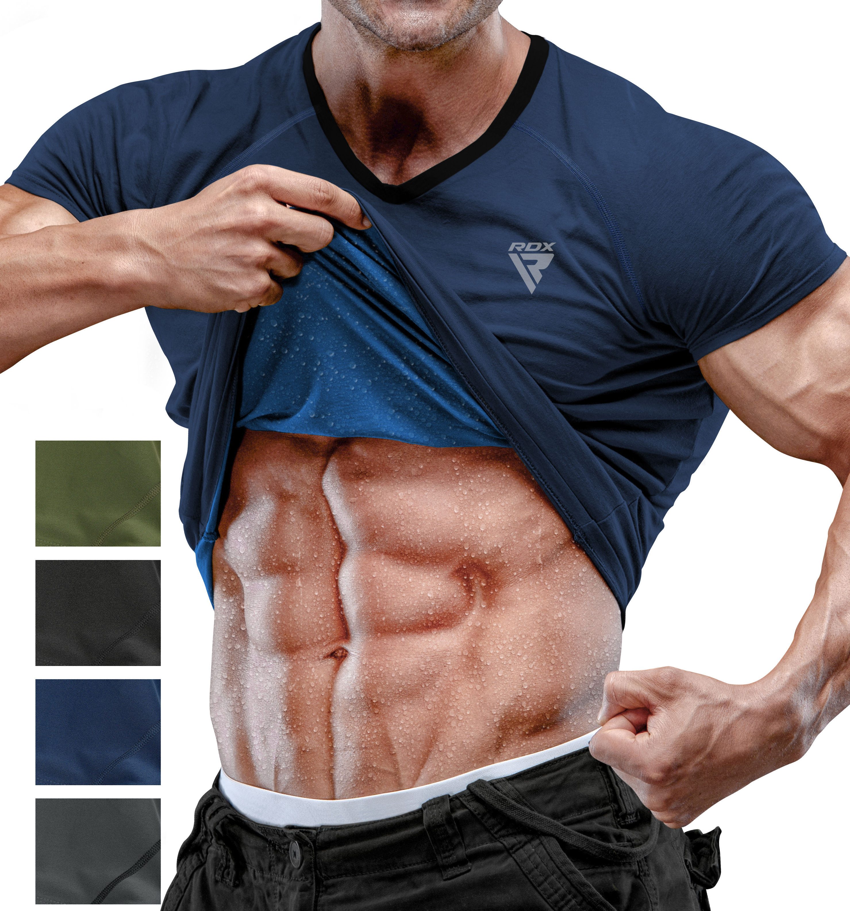 RDX Sports Kompressionsshirt RDX Herren Sauna Shirt – Schweißanzug Fitness Tanktop (Single, 1-Pack) Strap Tank Top with Round Neck