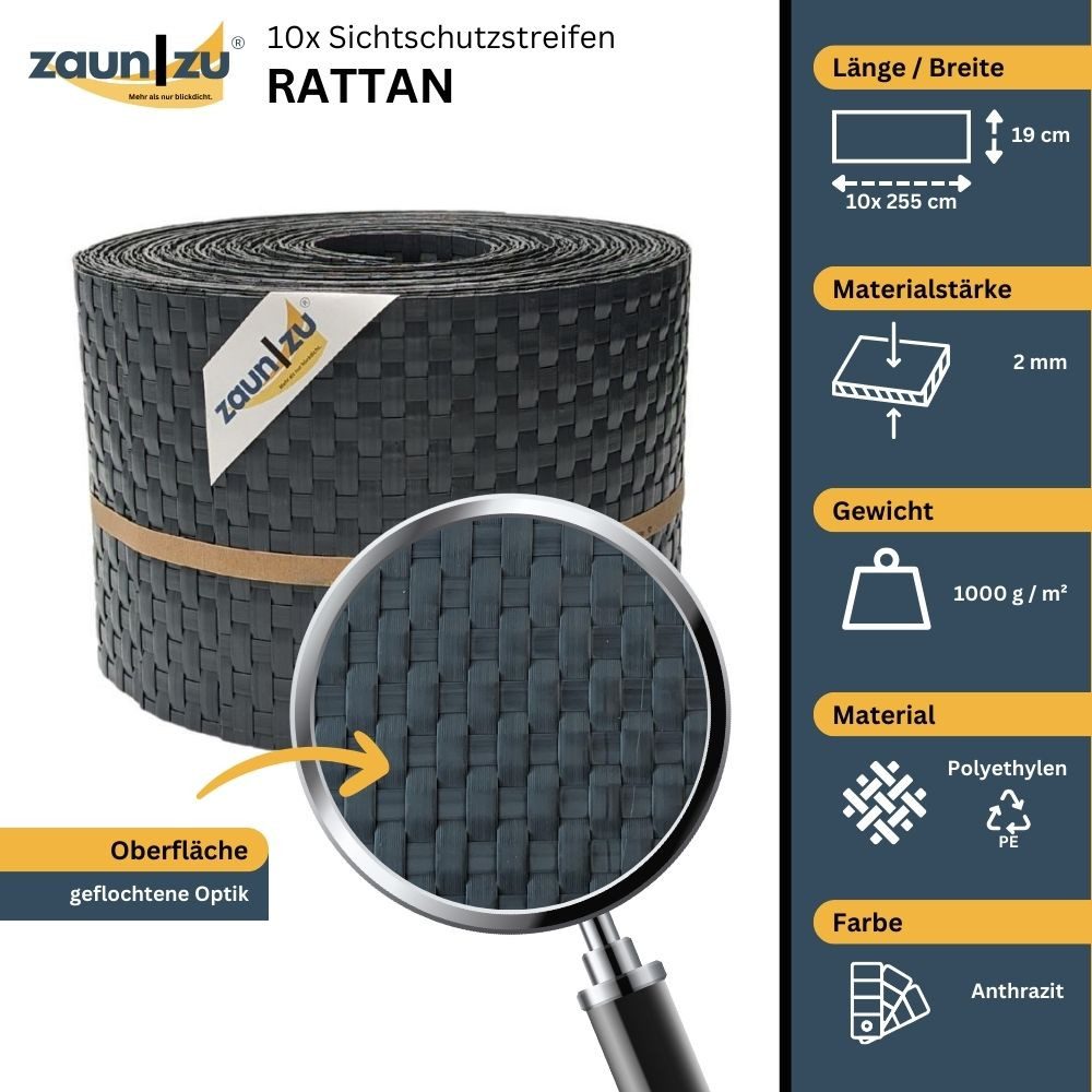 zaunzu Sichtschutzstreifen Rattan für Doppelstabmatten UV-beständig günstig online kaufen