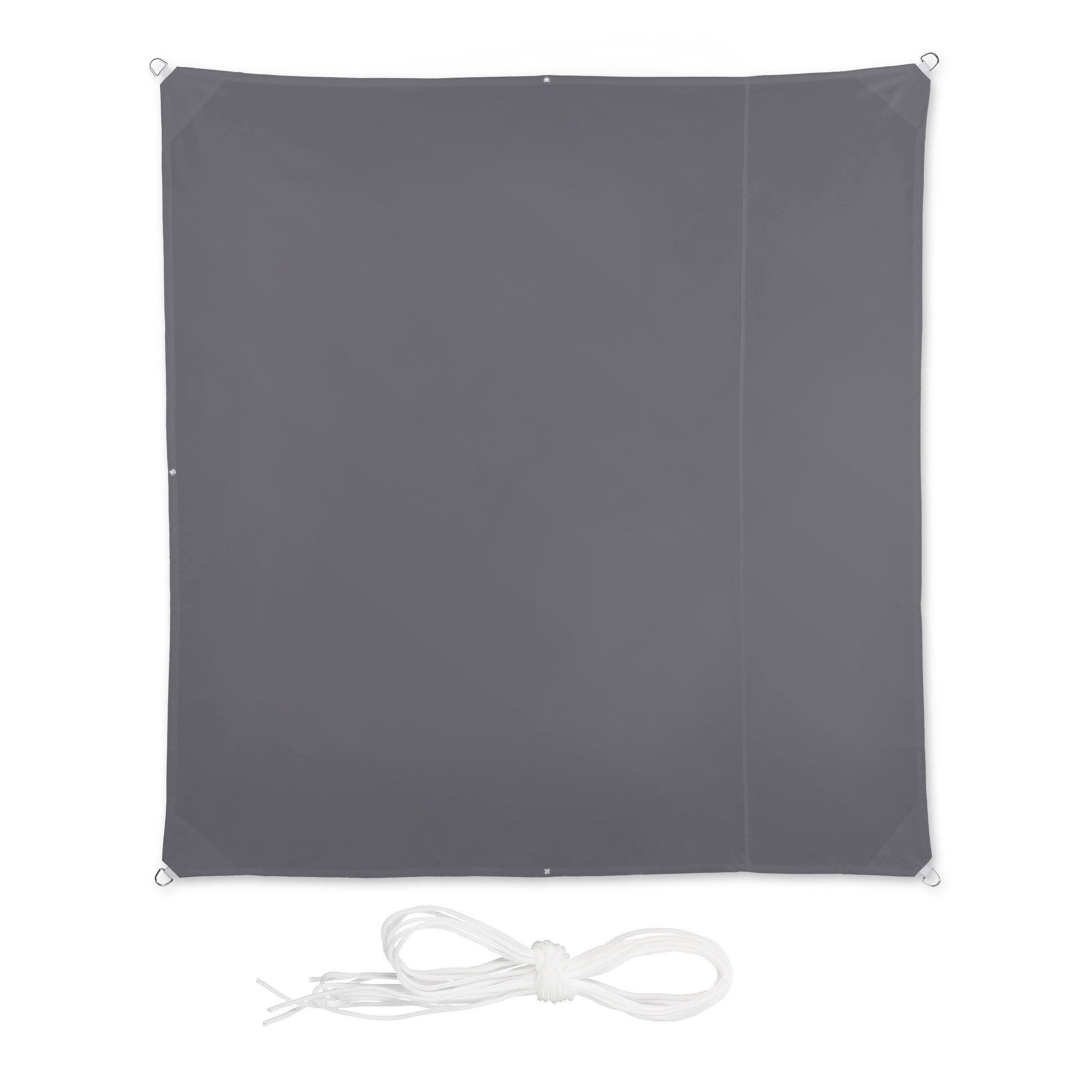 relaxdays Sonnensegel Quadrat in Grau, 2 x 2 m