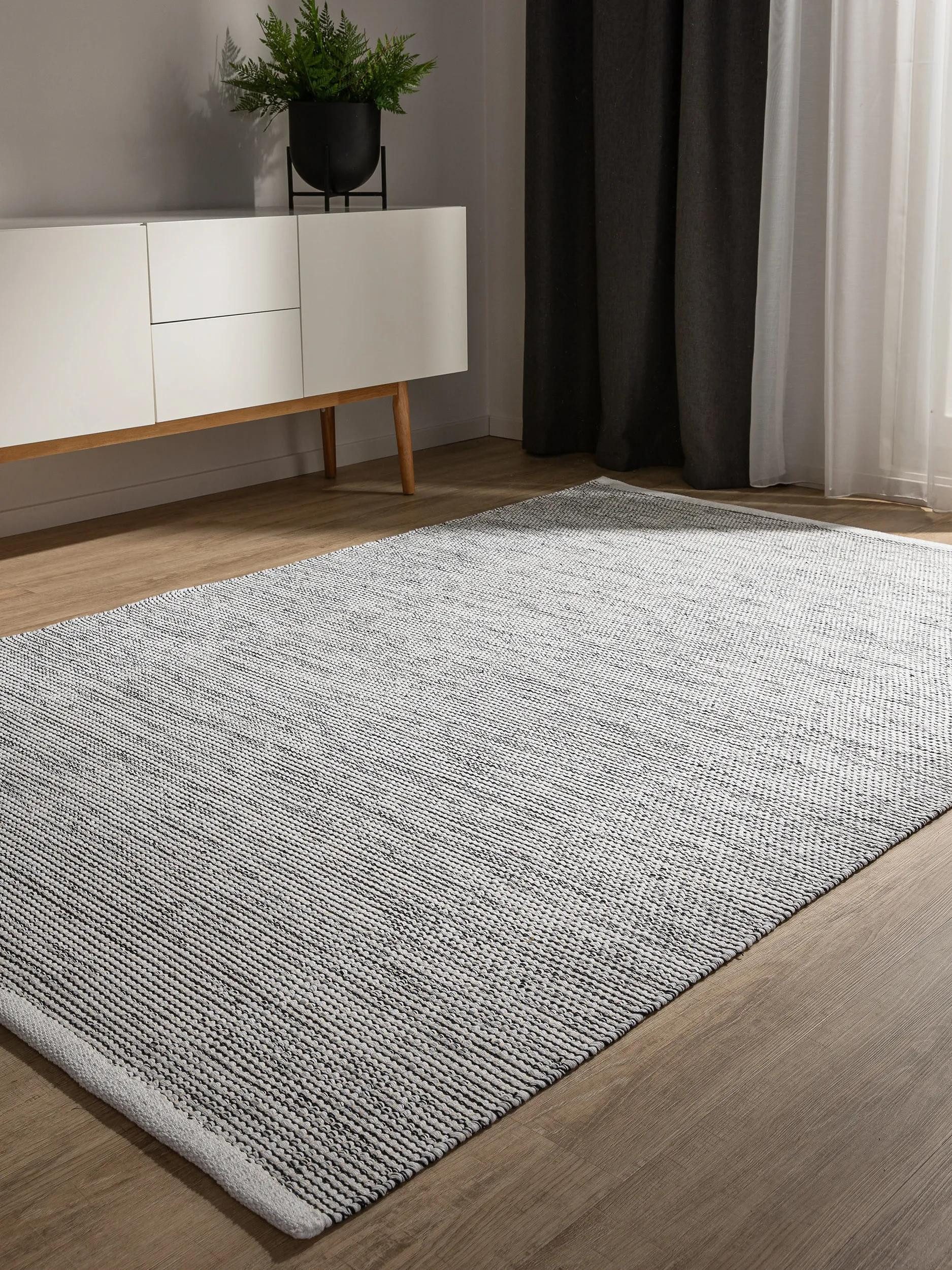 benuta Teppich Ron, rechteckig, Höhe: 5 mm, 100% Baumwollteppich, Minimalistisch, Pflegeleicht, Wohnzimmerteppich