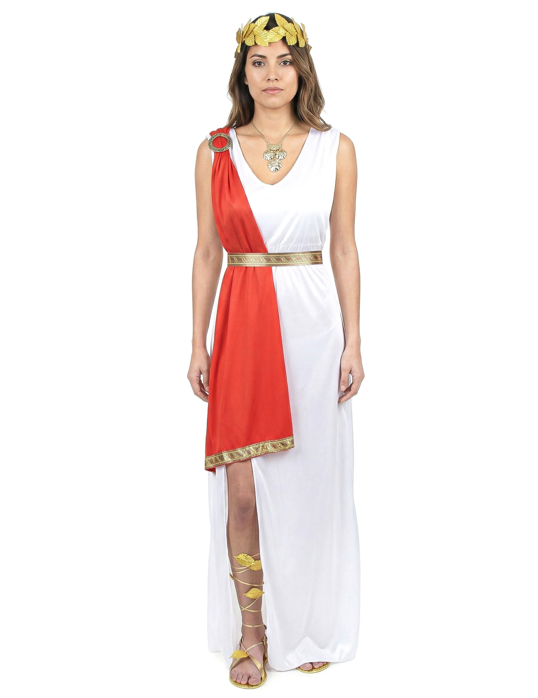 JADEO Kostüm Elegante Göttin-Damenkostüm Antike weiss-rot-gold