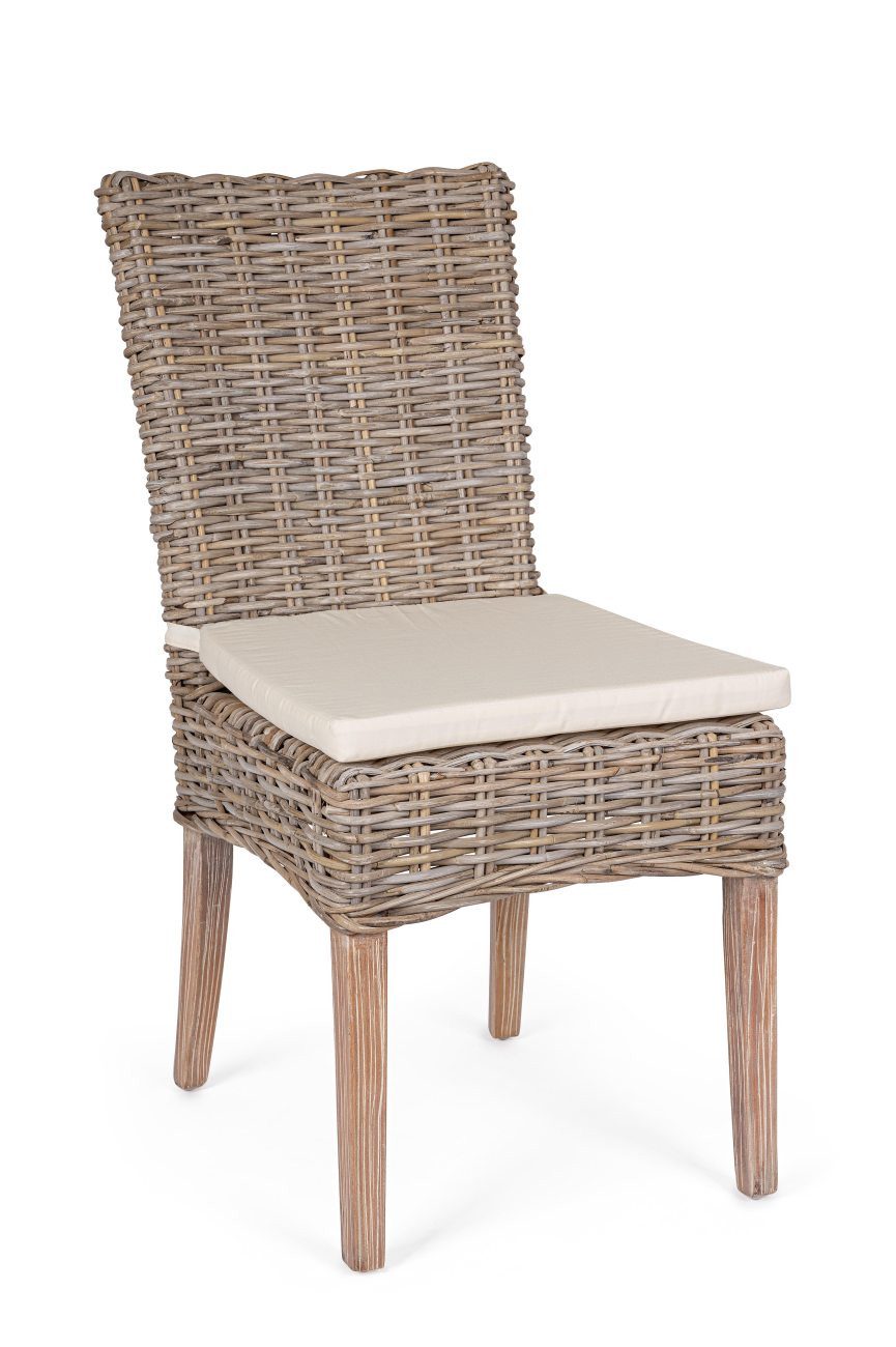 Bizzotto Stuhl Manoel aus Rattan, Inkl. Kissen (abnehmbarer Bezug)