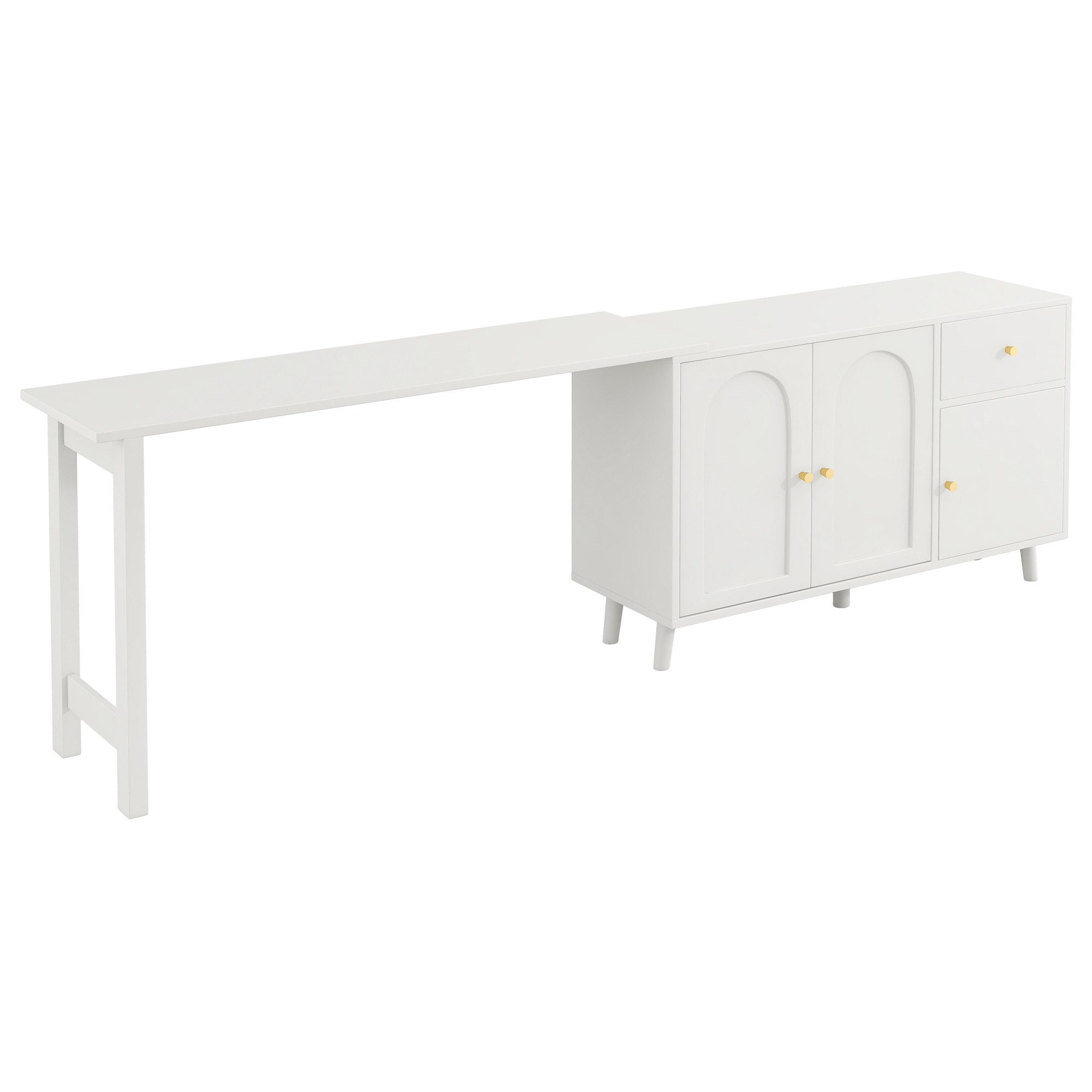 Odikalo Tresentisch Stehtisch Bartisch Couchtisch Sideboard Schublade Drehbar Regalen Weiß