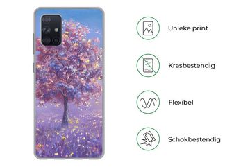 MuchoWow Handyhülle Baum - Sommer - Rosa, Handyhülle Samsung Galaxy A51, Smartphone-Bumper, Print, Handy