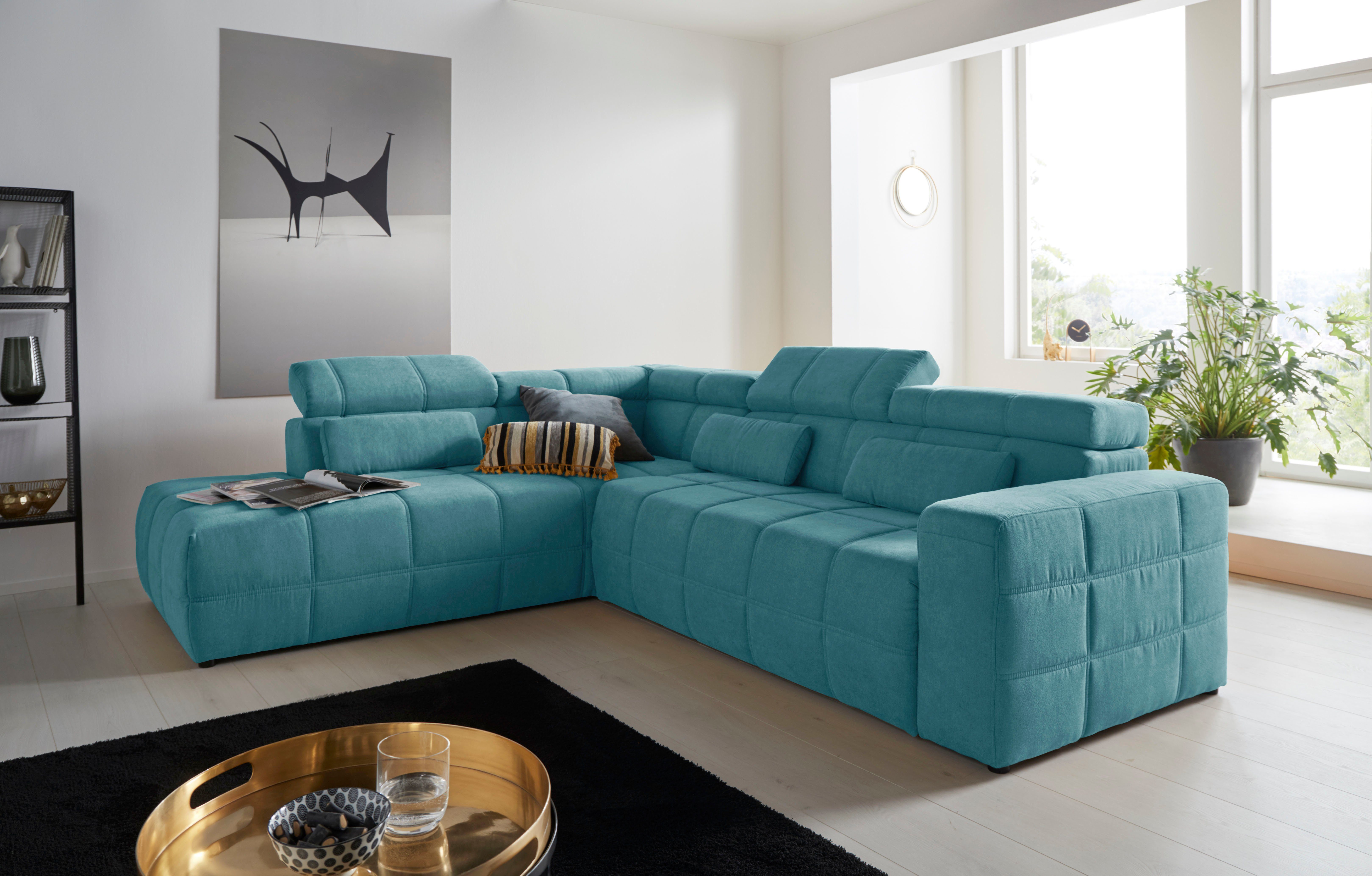 DOMO collection Ecksofa Brandon L-Form, auch in Leder, inklusive Kopfteilverstellung, wahlweise mit Sitztiefenverstellung