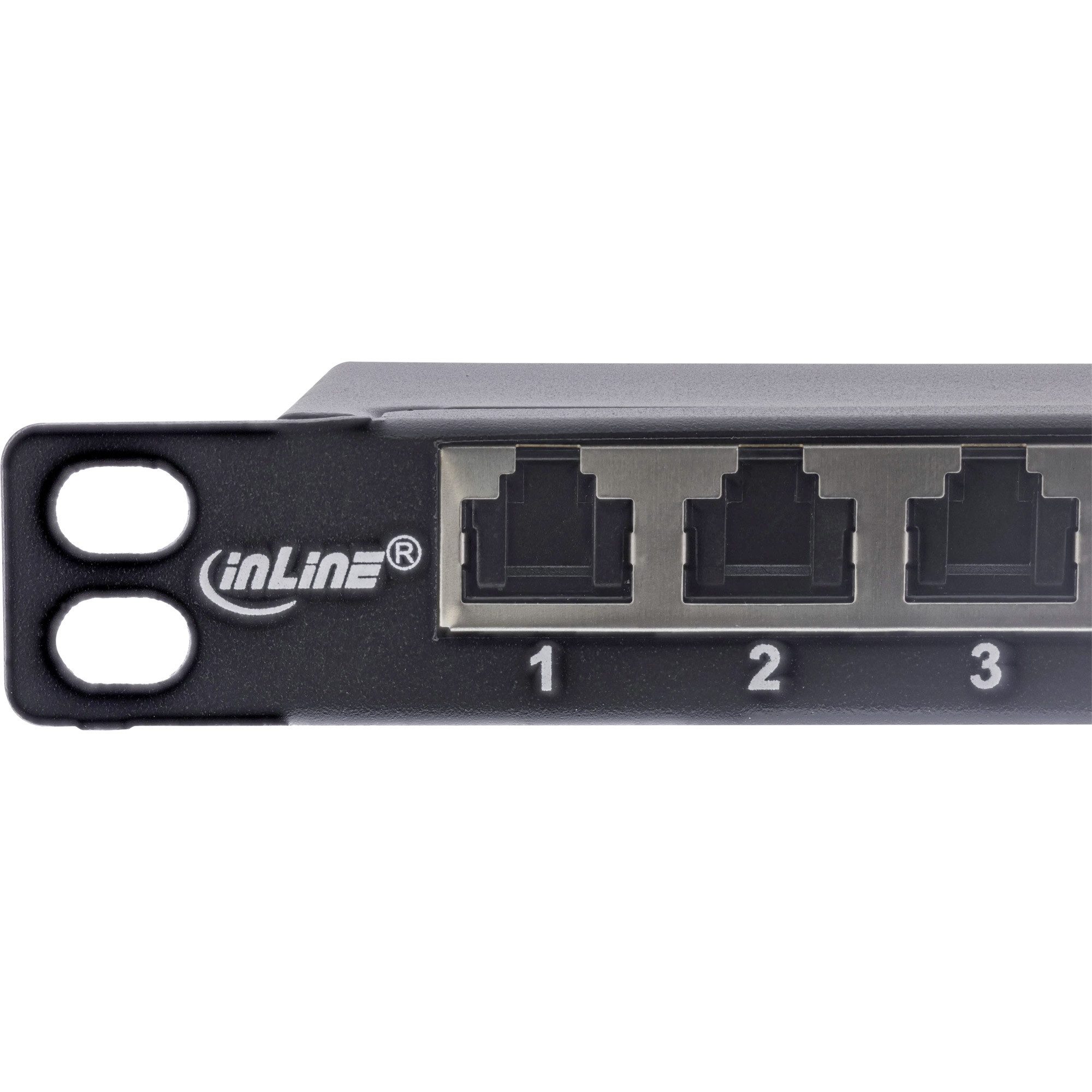 Inline Patchfeld Cat.6A 0,5HE 12-fach, schwarz, mit Staubschutz Netzwerk-Patch-Panel