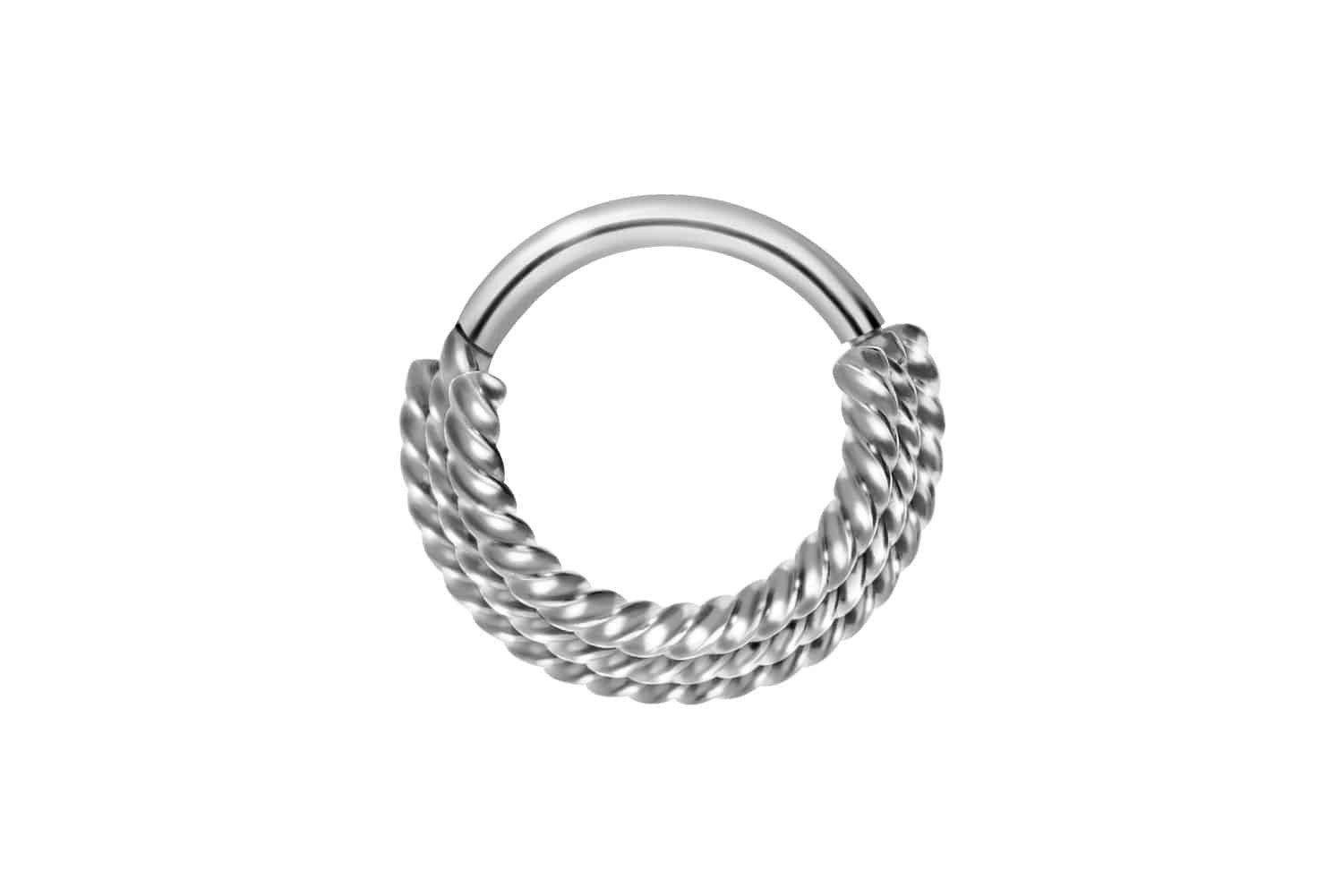 Piercing-Set Chirurgenstahl Segmentring Clicker 3 GEDREHTE RINGE