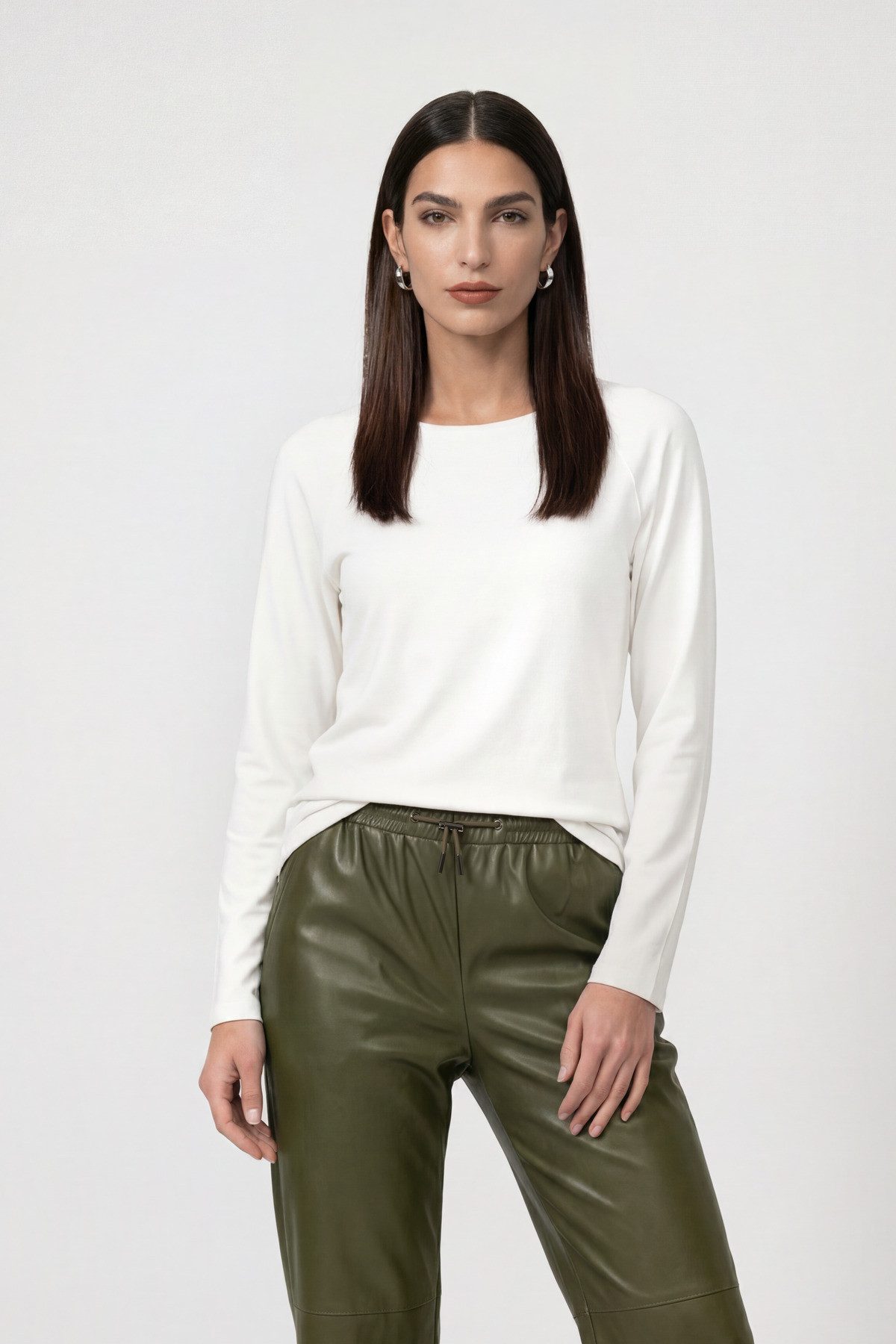 Monari Langarmshirt Basic aus weichem Viskose-Modal-Mix, Rundhals