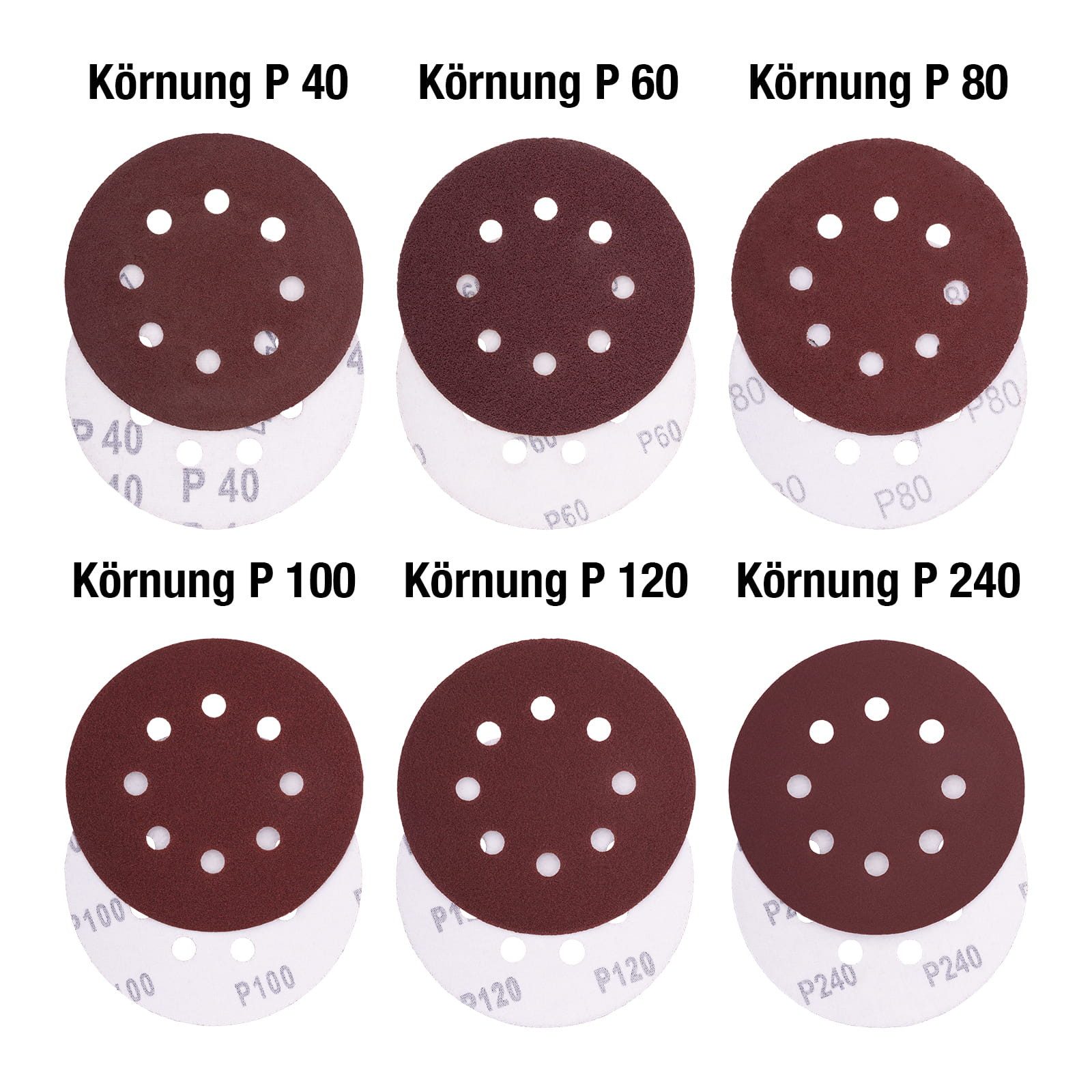 BOOMET Schleifpapier Schleifpapier Ø 125 mm 8 Loch Klett, (100 St., P100 100 Stück), Schleifscheiben für eine Flex Schleifmaschine Körnung