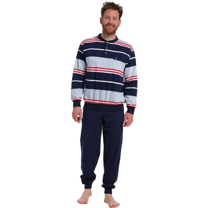Robson Schlafanzug Herren Schlafanzug mit Bündchen (2 tlg) Baumwolle