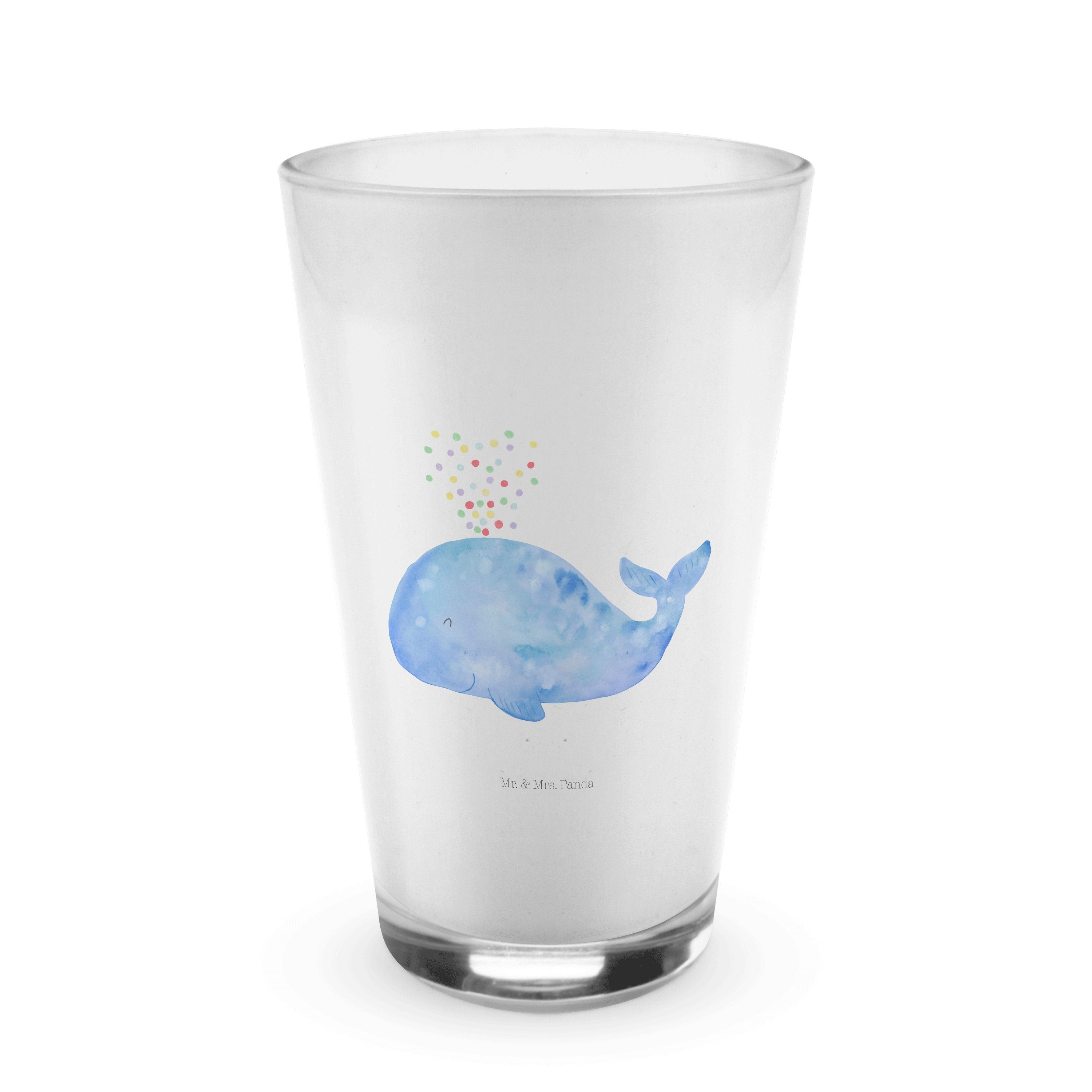 M, Premium Glas - Geschenk, Panda - Cappuccino Konfetti Mr. Meer, Glas, Wal Glas, Glas Transparent Mrs. &
