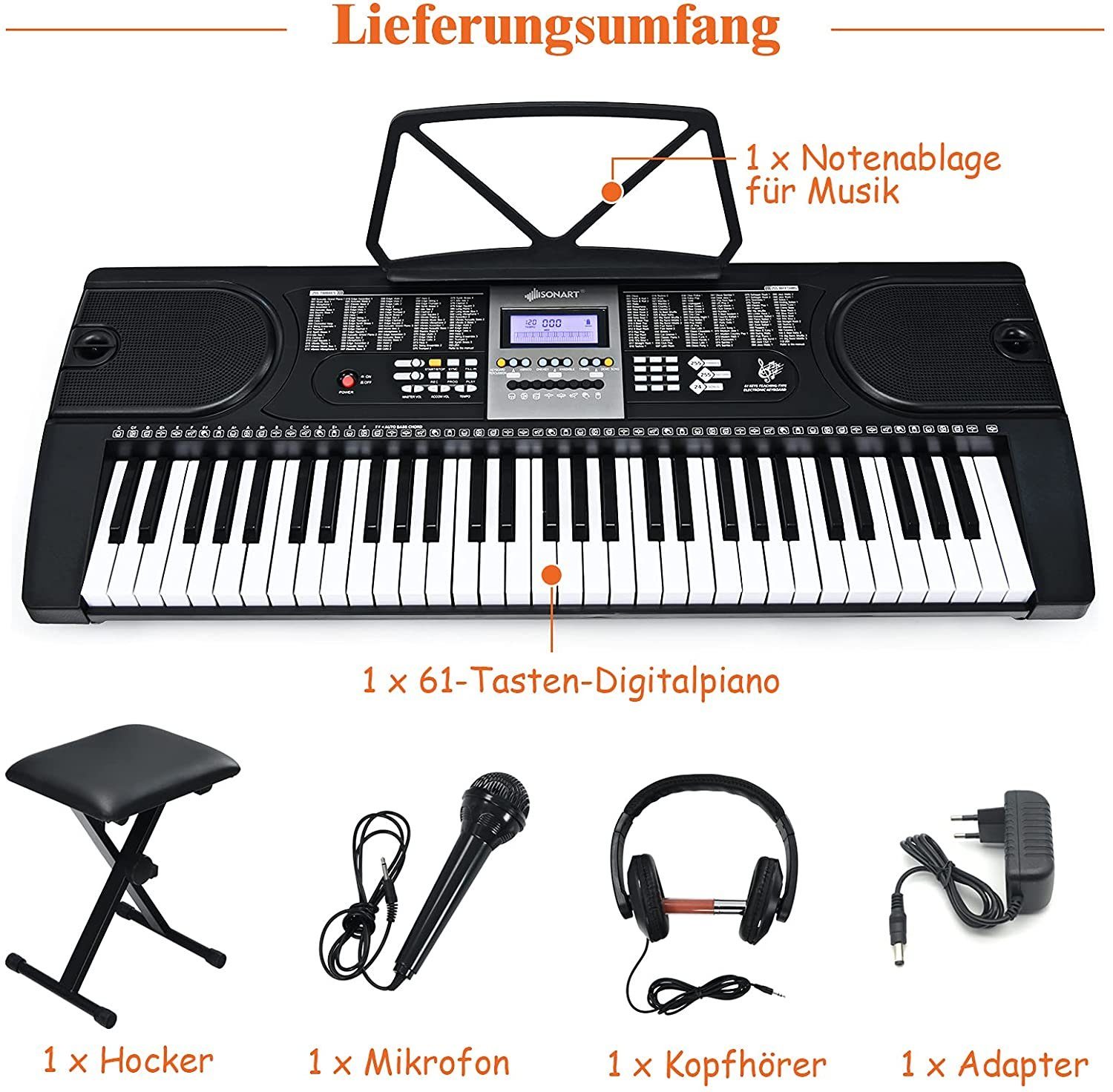 Digital 61Tasten Keyboard E-Piano Klavier Elektrische Kinder Klaviertastatur NEU 