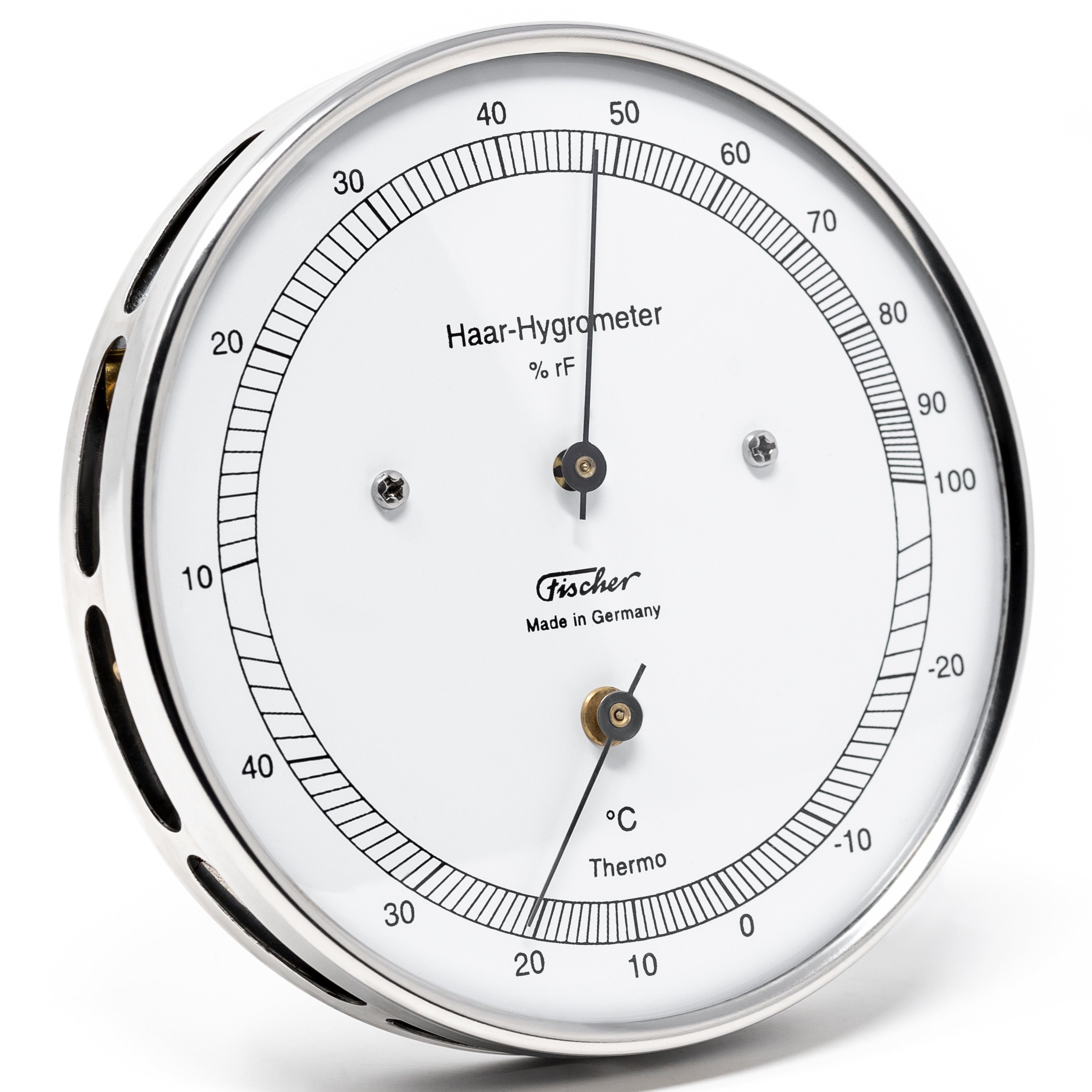 Fischer Hygrometer Fischer 111.01T Haar-Hygrometer 103mm Edelstahl Made in Germany