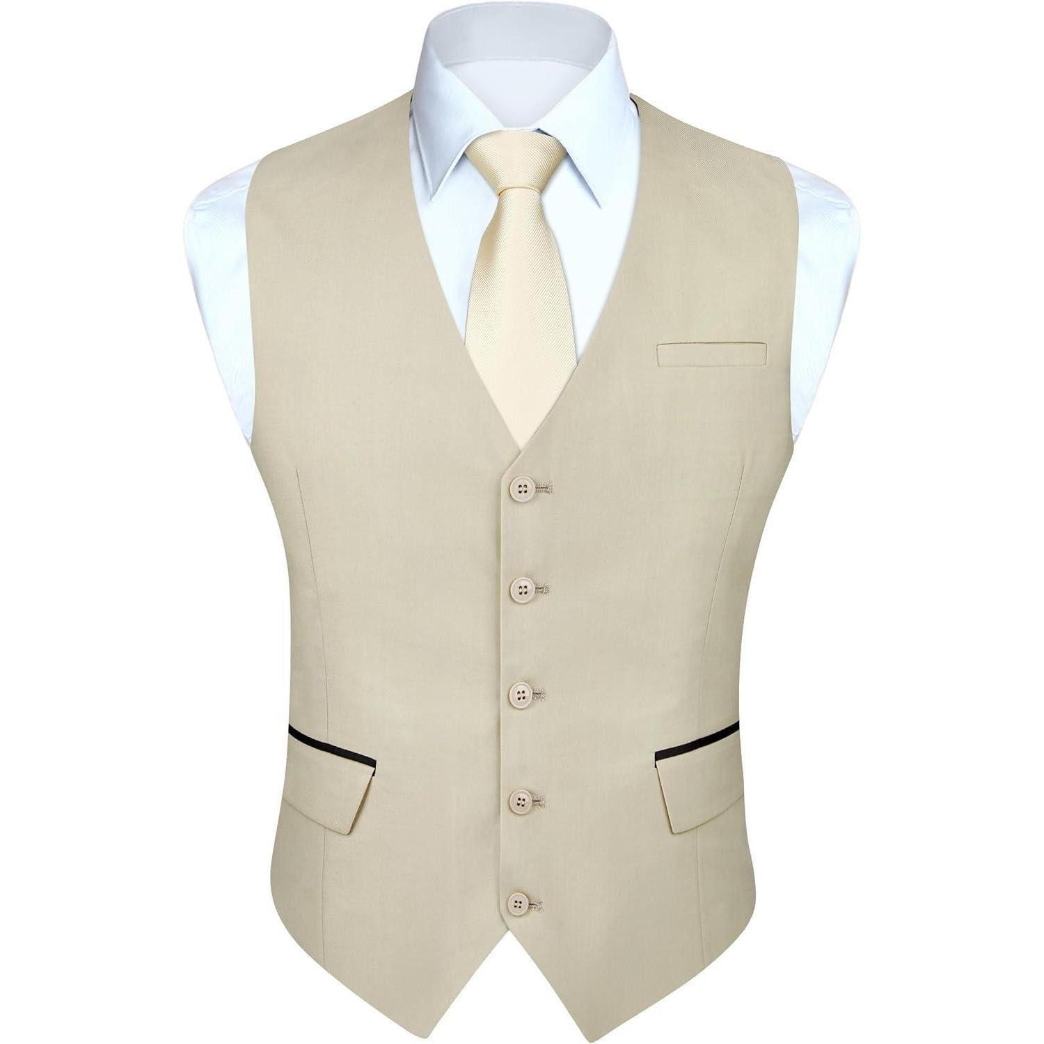 LuxusKollektion Krawatte Anzugweste Herren Hochzeit Businessweste Smoking Taschen Champagne L