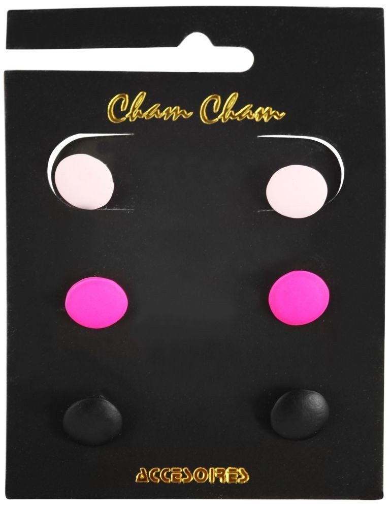 Cham Cham Ohrring-Set 030908000002 Mehrfarbig, 3 Stück, bunt, Steckverschluss, rund (Paar)