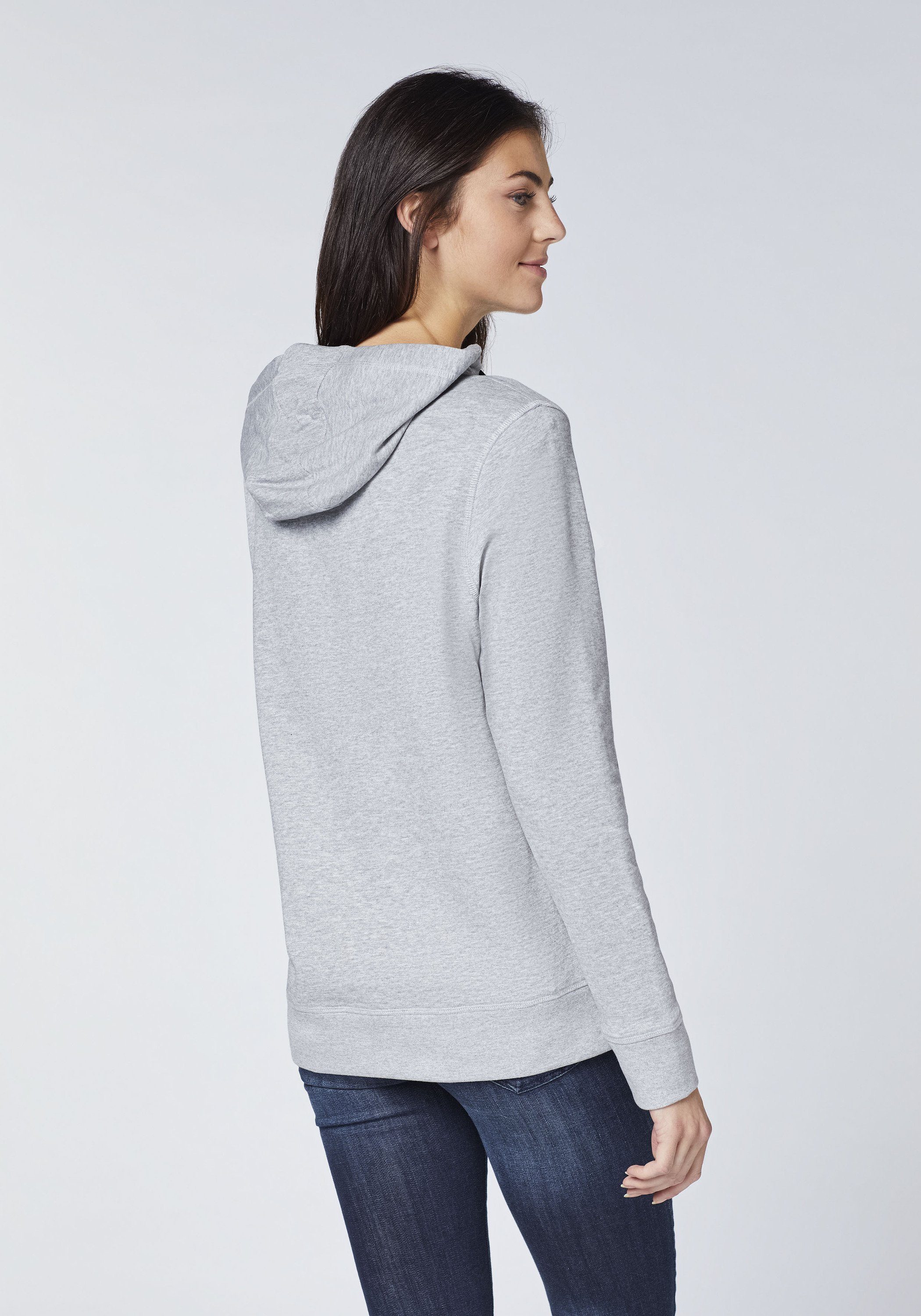 Oklahoma mit Kapuzensweatshirt und Jeans Desert-Motiv Melange -Schriftzug 17-4402M Neutral Gray