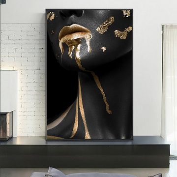 TPFLiving Kunstdruck (OHNE RAHMEN) Poster - Leinwand - Wandbild, Afrikanische Schönheit - Auch im Dreier-Set (Leinwand Wohnzimmer, Leinwand Bilder, Kunstdruck), Farben: gold und schwarz - Größe: 10x15cm