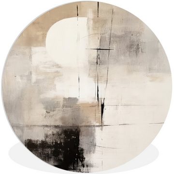 MuchoWow Gemälde Abstrakt - Kunst - Grau, (1 St), Kreis Wanddekoration Forex, Rundes Wandbild, Wohnzimmer, 30x30 cm