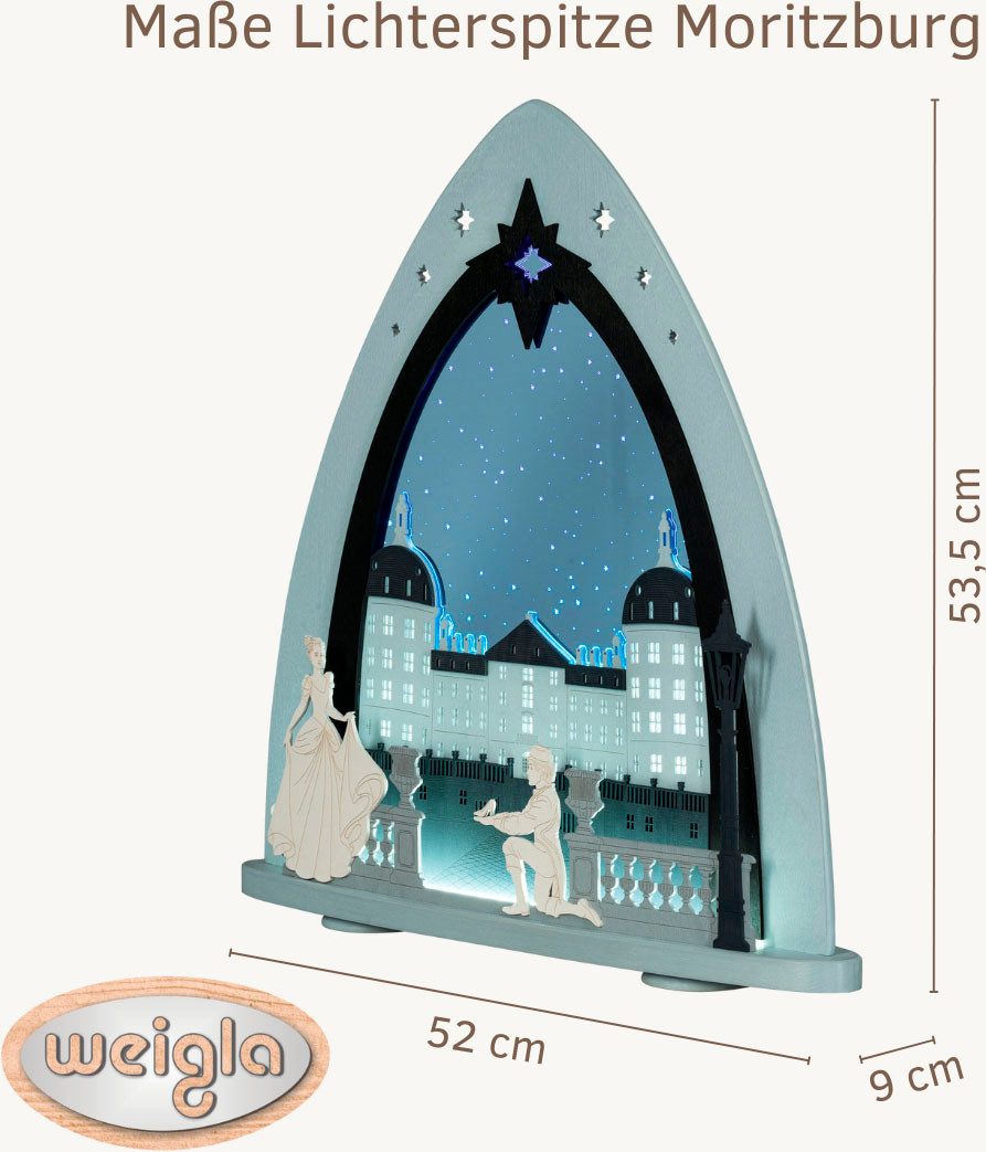 Weigla LED Lichterbogen Moritzburg, moderne Lichterspitze aus Holz & Acrylglas,Made in Germany (1-tlg), Erzgebirge garantiert, Weihnachtsdeko Innen, Weihnachtsbeleuchtung