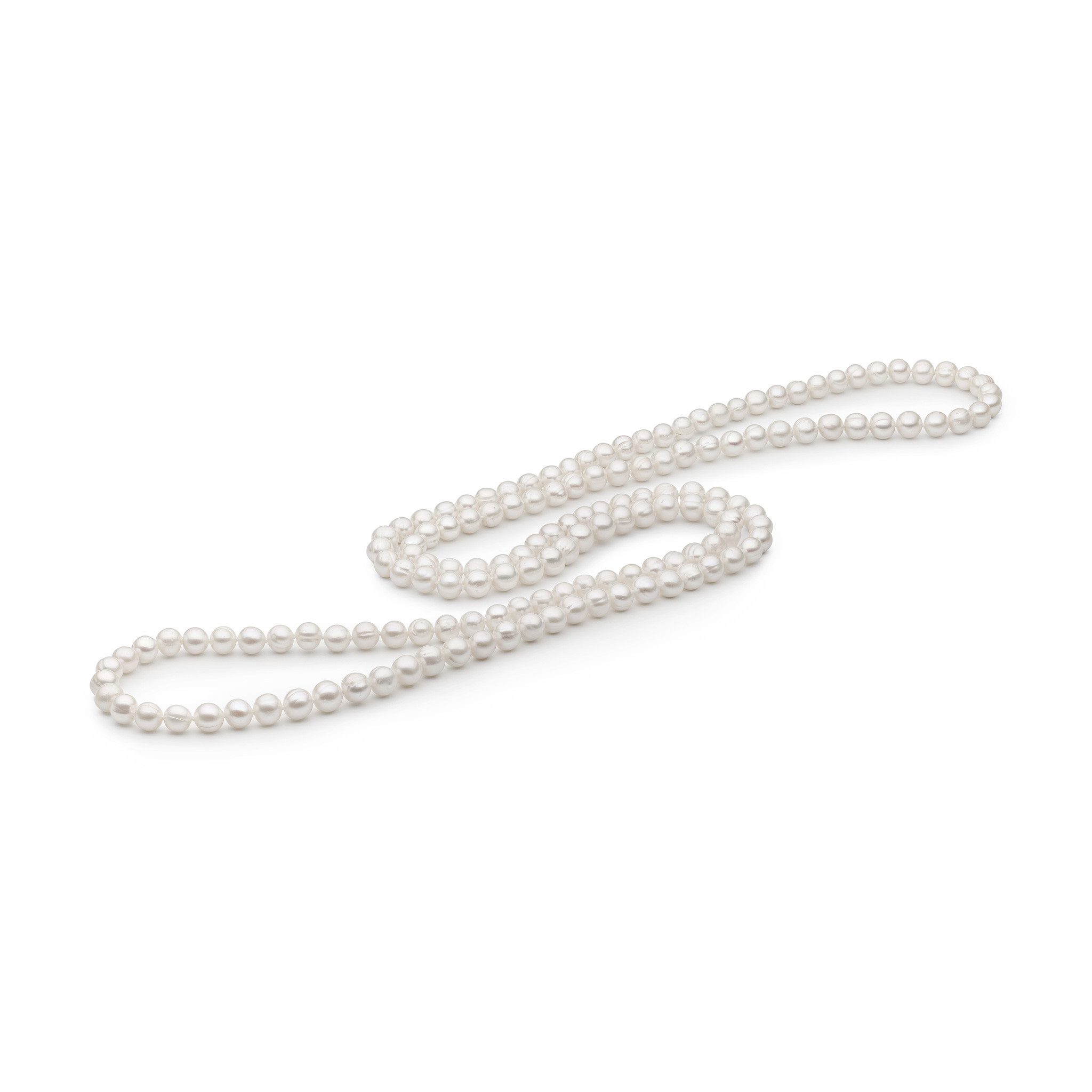 Gaura Pearls Perlenkette weiß, rund, Rope, 8 mm, 120 cm