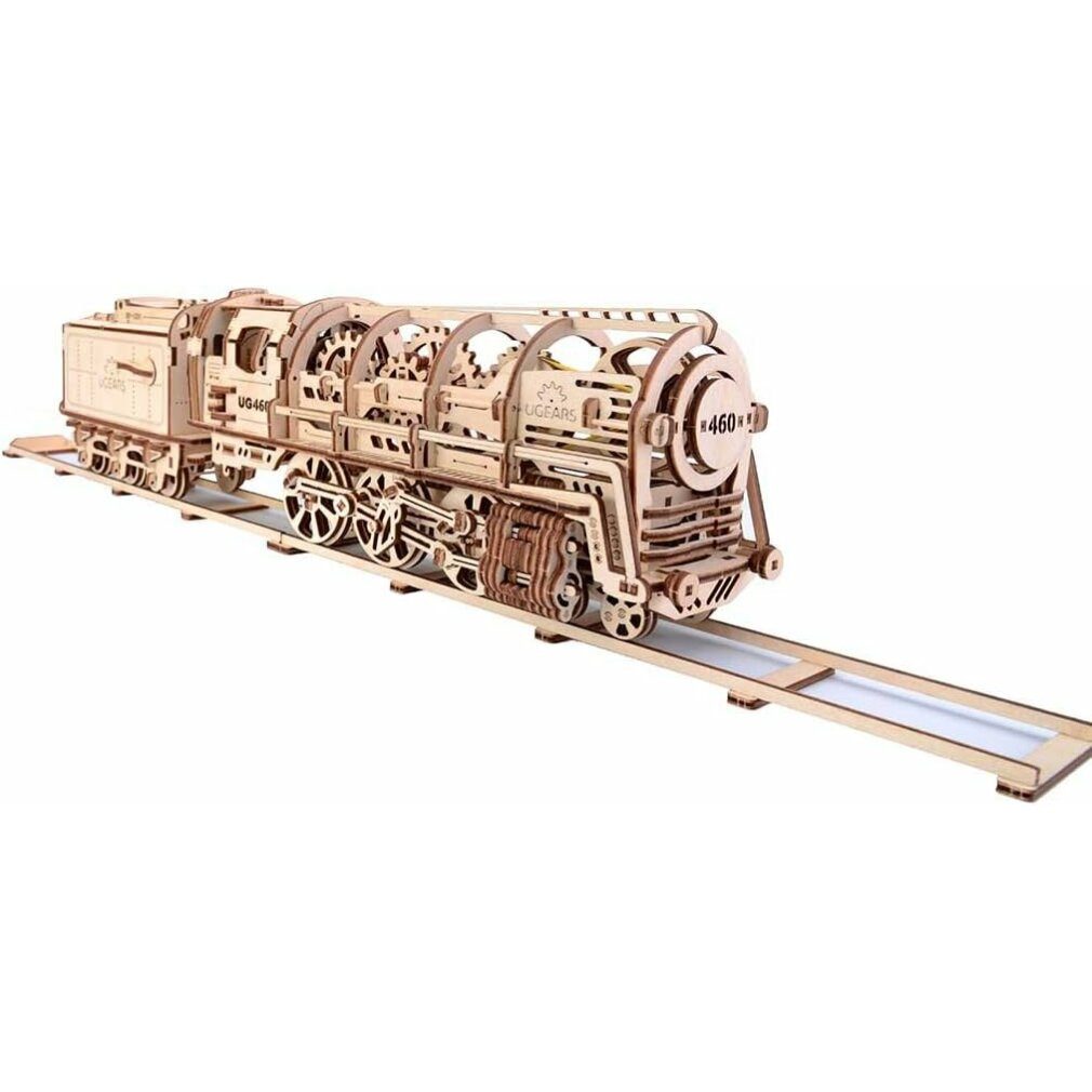 UGEARS 3D-Puzzle 3D-Puzzle Dampflokomotive mit Wagen 443 Teile, Puzzleteile