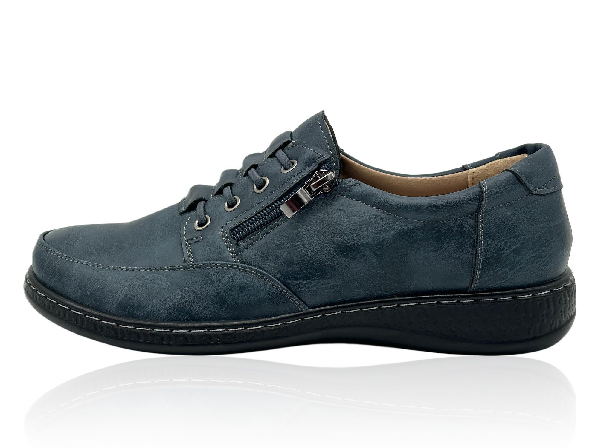 Bequeme Slip-on Damen-Halbschuhe mit seitlichem Reißverschluss Slipper