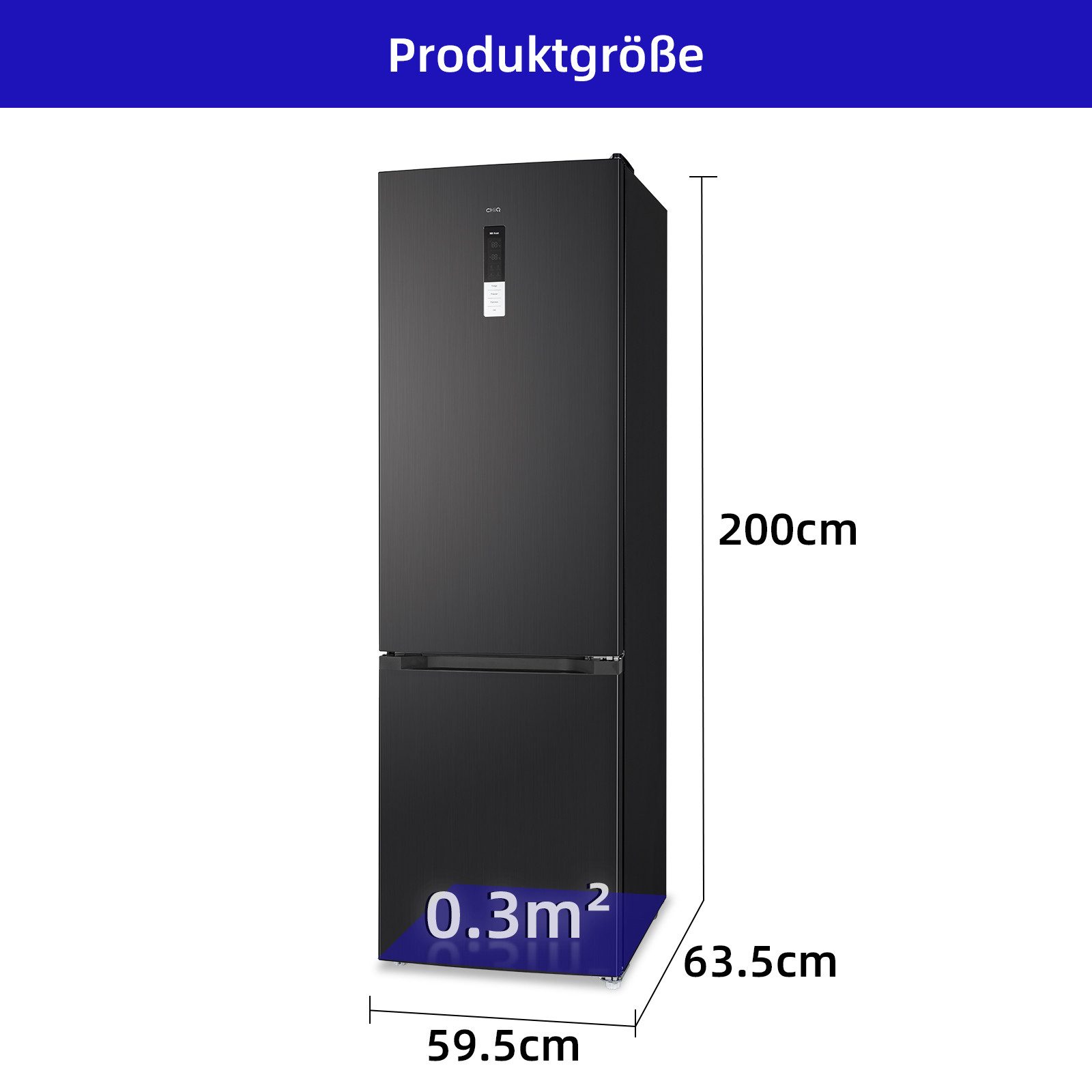 CHiQ Kühl-/Gefrierkombination FBM351NEI42, 200 cm hoch, 59.5 cm breit, 196KWh/J, Digitalanzeige, Intelligente Temperaturregelung