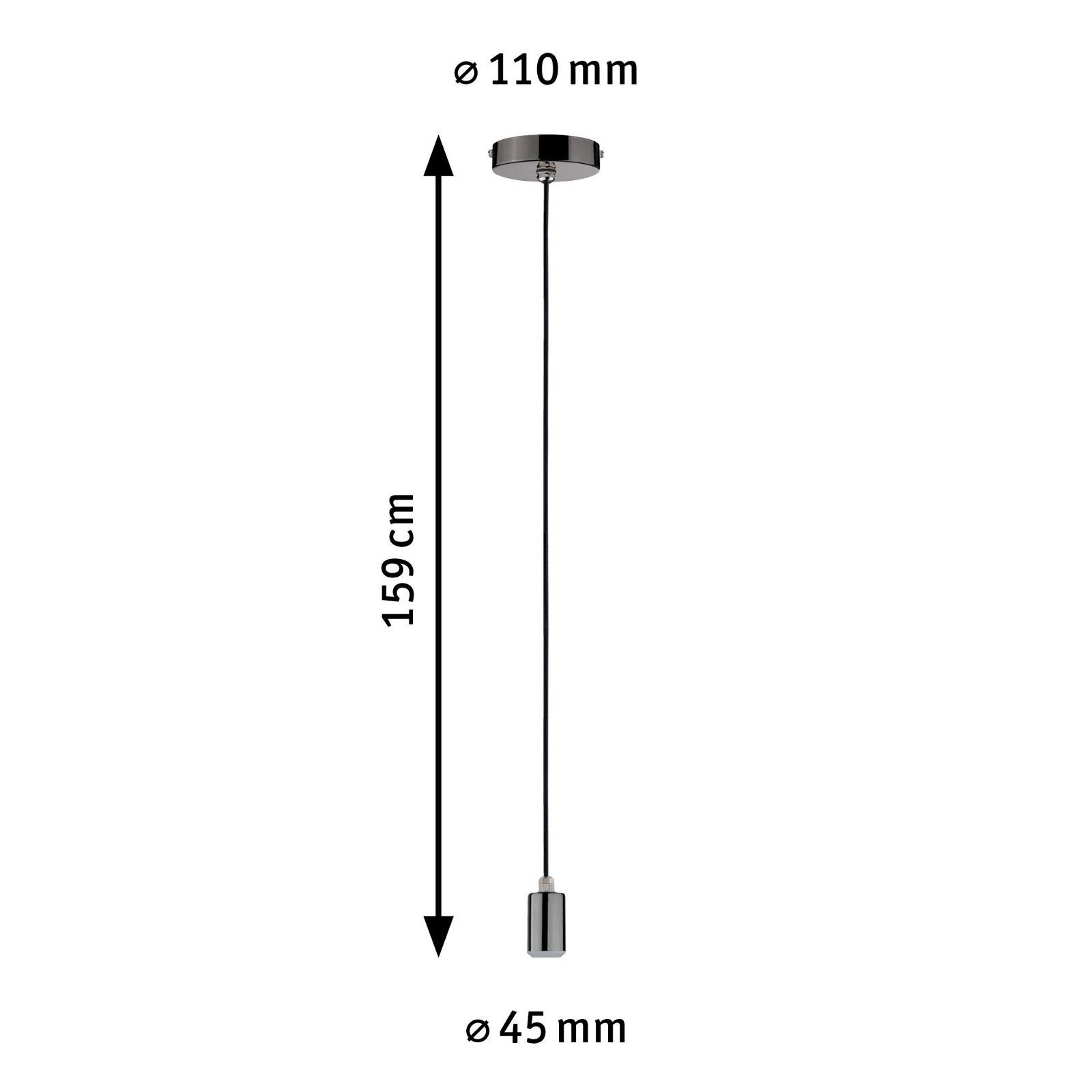 Larus Pendelleuchte E27 schwarz Leuchtmittel, 230V Paulmann ohne chrom max. Metall, IP44 1x60W