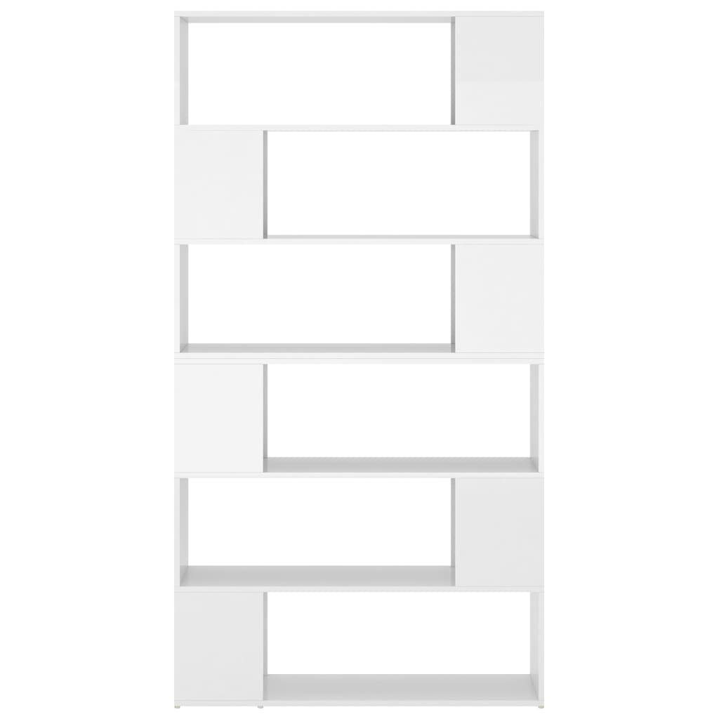 vidaXL 1-tlg. Hochglanz-Weiß 100x24x188 cm, Bücherregal Raumteiler Bücherregal