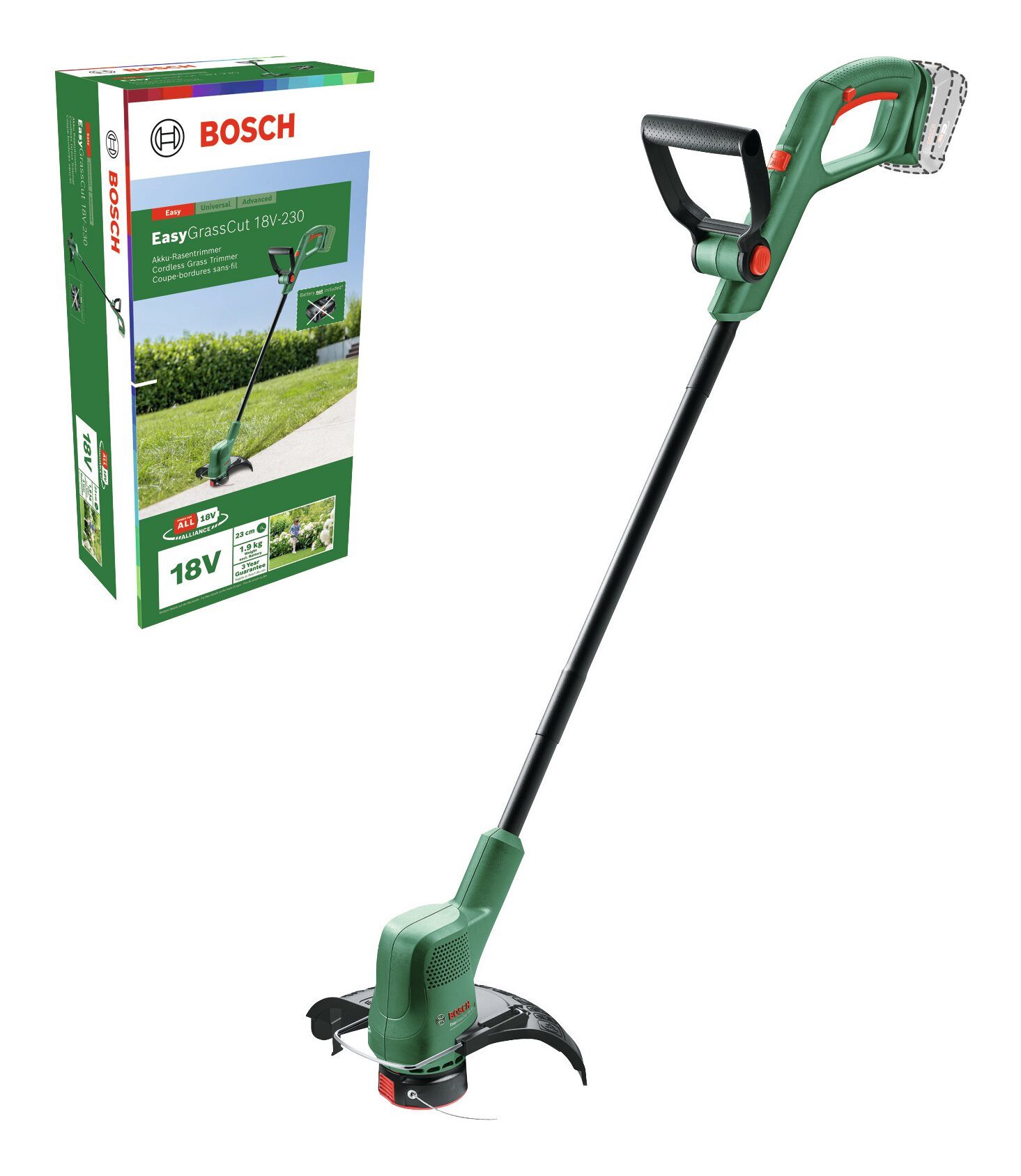 BOSCH Akku-Rasentrimmer EasyGrassCut 18V-230, 23 cm Arbeitsbreite Faden, Ohne Akku - im Karton