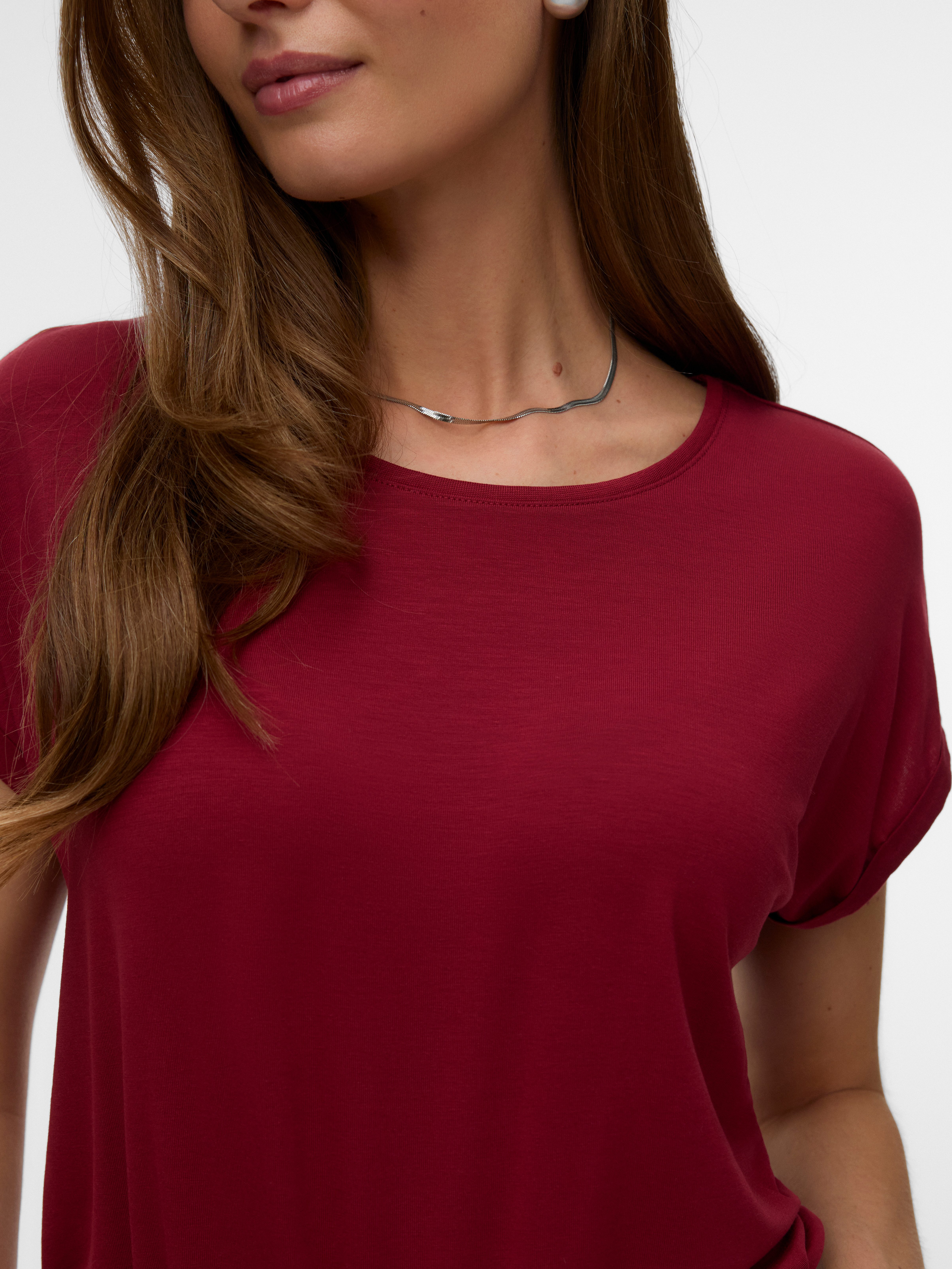 Vero Moda T-Shirt VMAVA PLAIN SS TOP JRS NOOS Materialmix, regular fit
