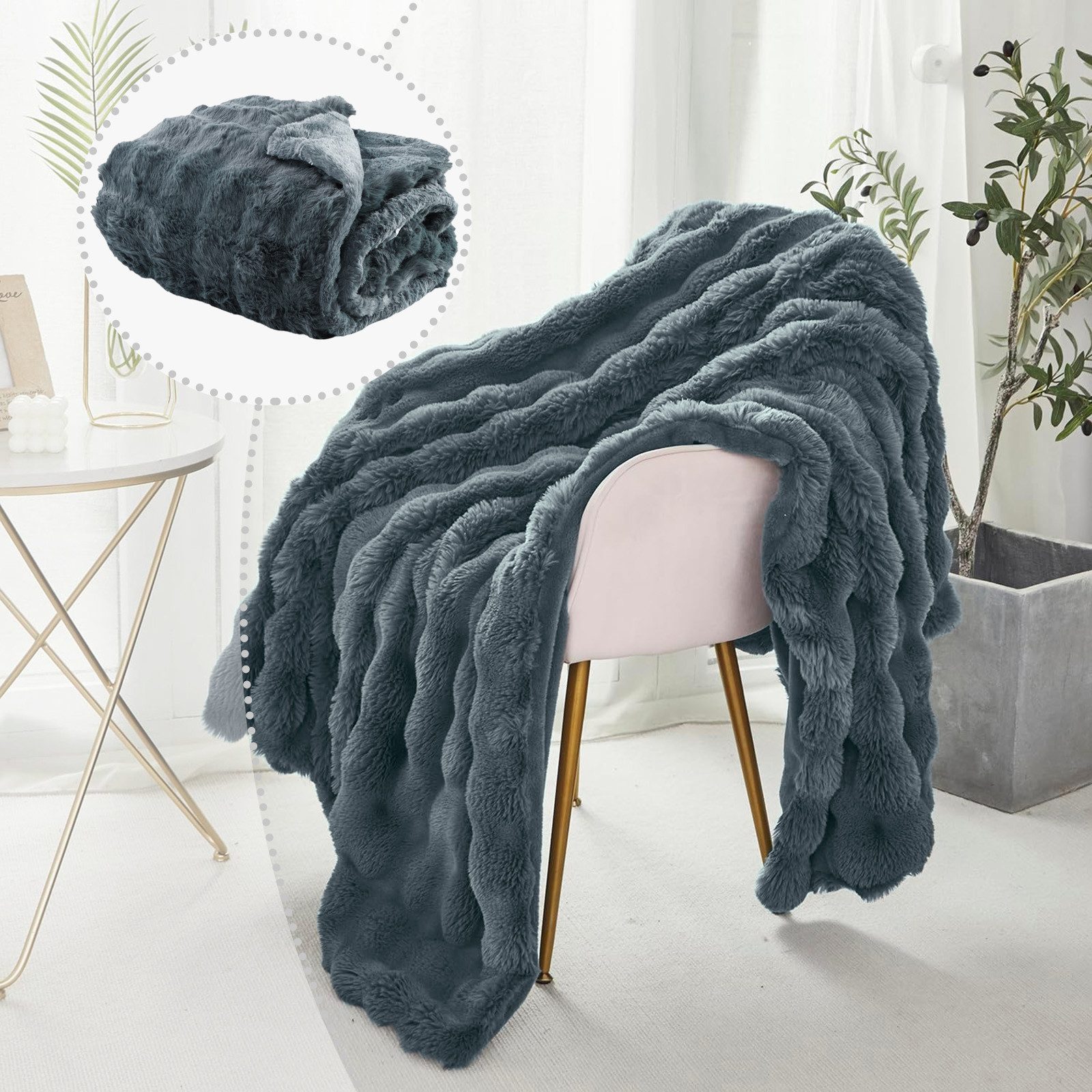 Wohndecke Sofadecke Welle Kuscheldecke Sofadecken Couchdecken, BTTO, Künstlich Kaninchenfell Felldecke Babydecke Kinderdecke