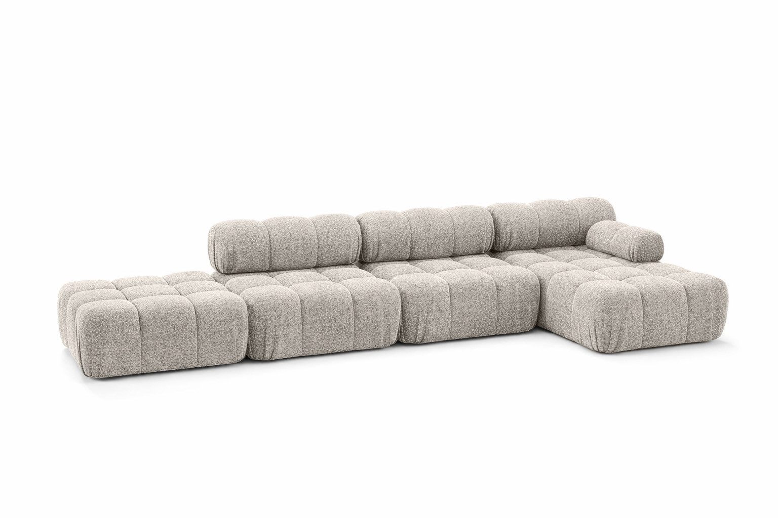 Kaiser Möbel Ecksofa XL mit Pouf modern für Wohnzimmer, Stoff Abriamo, SELIA, Ecksofa mit Pouf, Bouclé-Stoff,modulares System