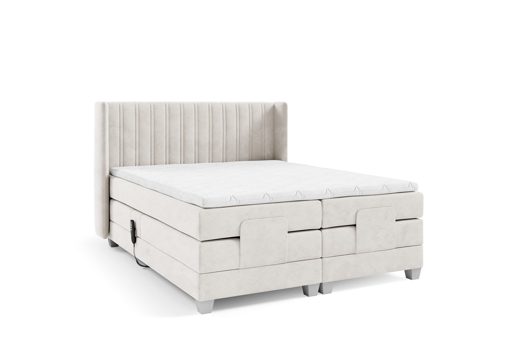 Fun Möbel Boxspringbett Schlafzimmerbett Elektrisches Bett MAGNUS in Stoff Salvador (inkl. Topper), Liegefläche elektrisch verstellbar