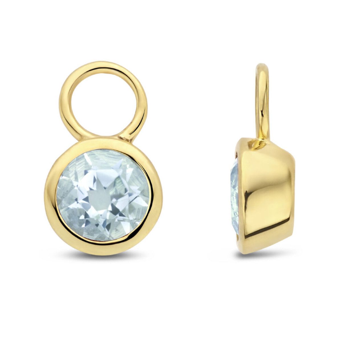 NICEANDnoble Einhänger für Ohrschmuck 585er Gelbgold ein Paar kleine Ohrring-Einhänger mit Aquamarin