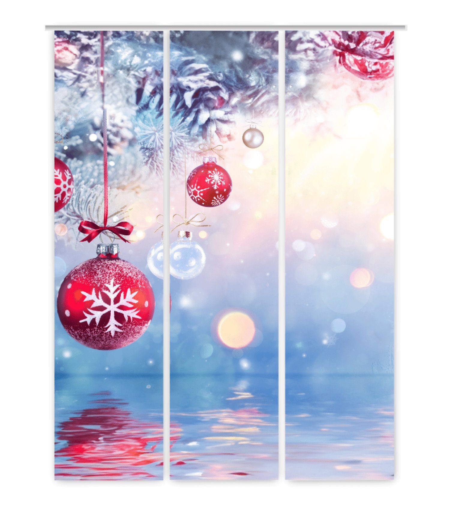 Schiebegardine Weihnachten in blau 3er Set 260 cm lang selbst