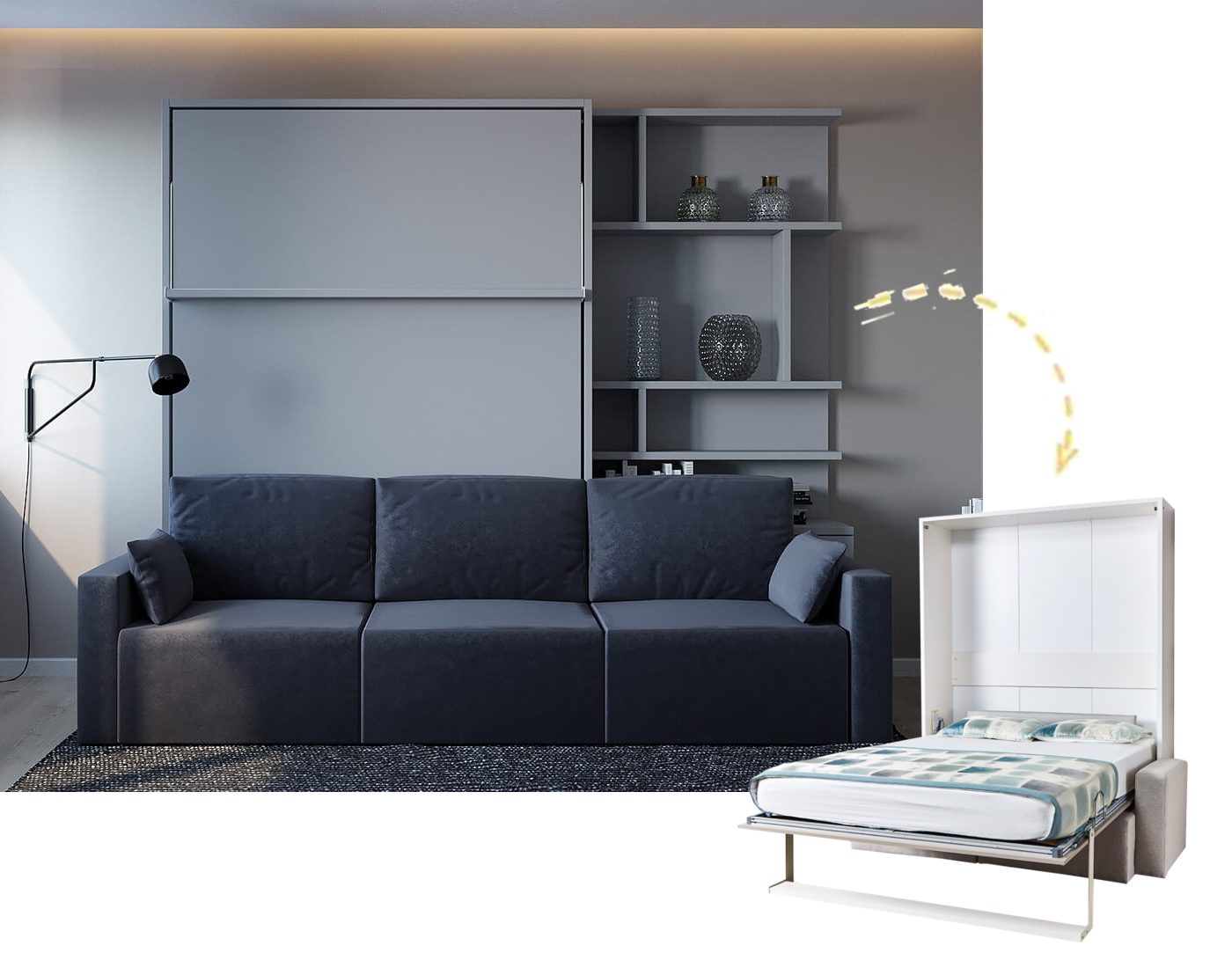 Multimo Wohnwand Multimo ROYAL Wohnwand mit Wandbett und Couch