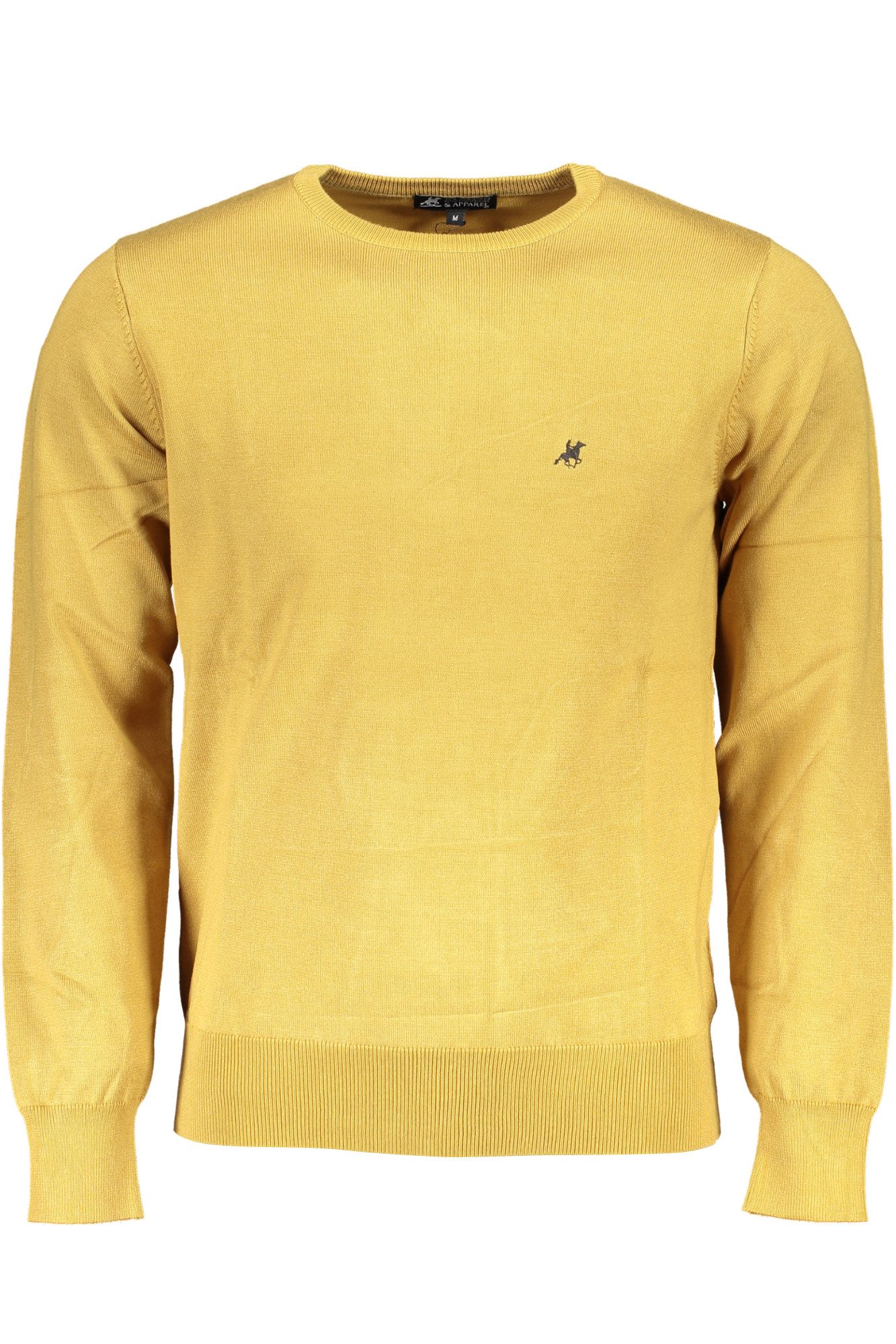U.S. GRAND POLO Strickpullover Elegantes Oversize Gelbes Herrenhemd mit Rundhals und Stickerei