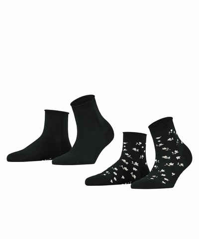 Esprit Socken Sporty Stripe 2-Pack Baumwolle Damen schwarz weiß viele weitere Farben verstärkte Damensocken mit Muster atmungsaktiv gestreift uni gerippt bunt im Multipack 2 Paar