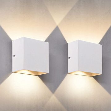 oyajia Wandleuchte 2x 6W LED Wandlampe Innen,Auf und ab Lichtstrah 10x10x5cm