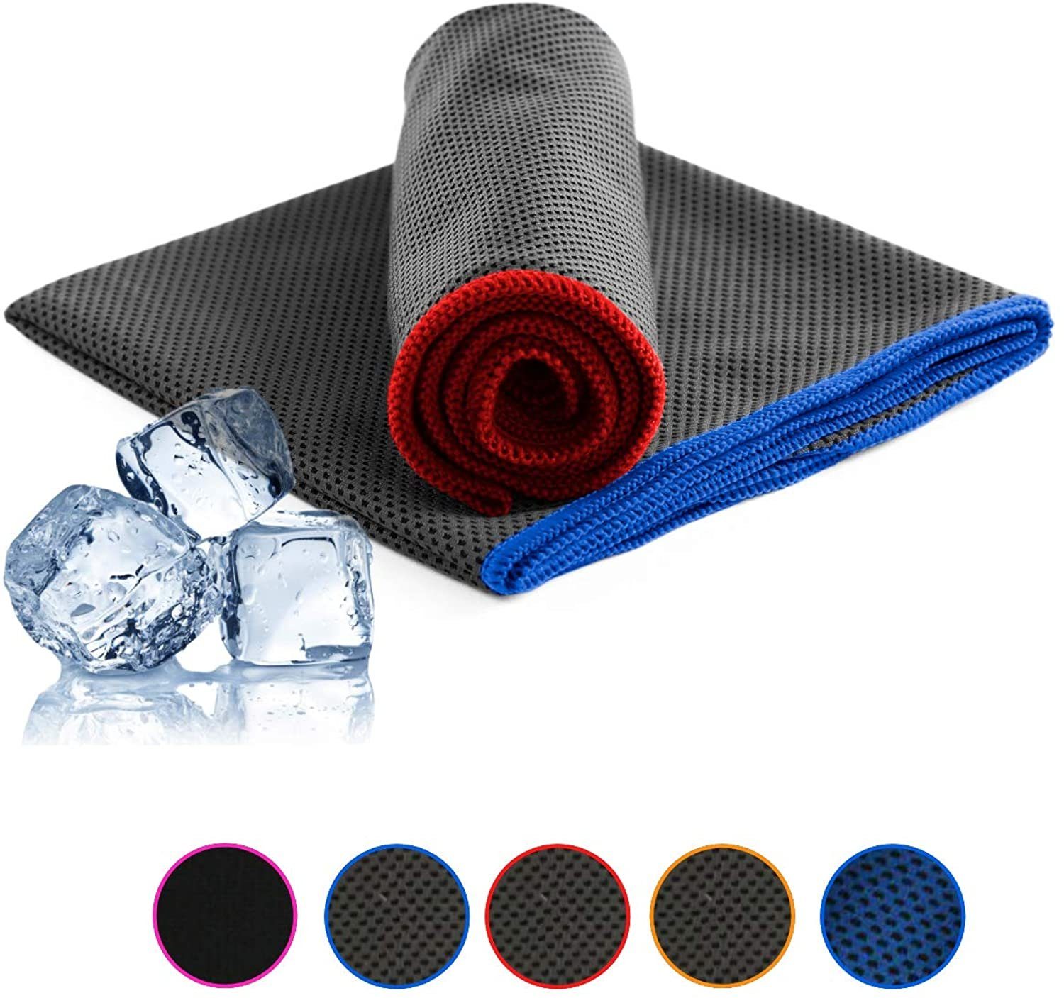 NirvanaShape Handtücher Kühl-Tuch eiskalt Ideal Kühlwirkung Grau + für Freizeit mit & / Grau Blauer ultraleicht, sofortiger Rand sofortiger / Sport Roter Handtuch, Kühlwirkung, kühlendes Rand