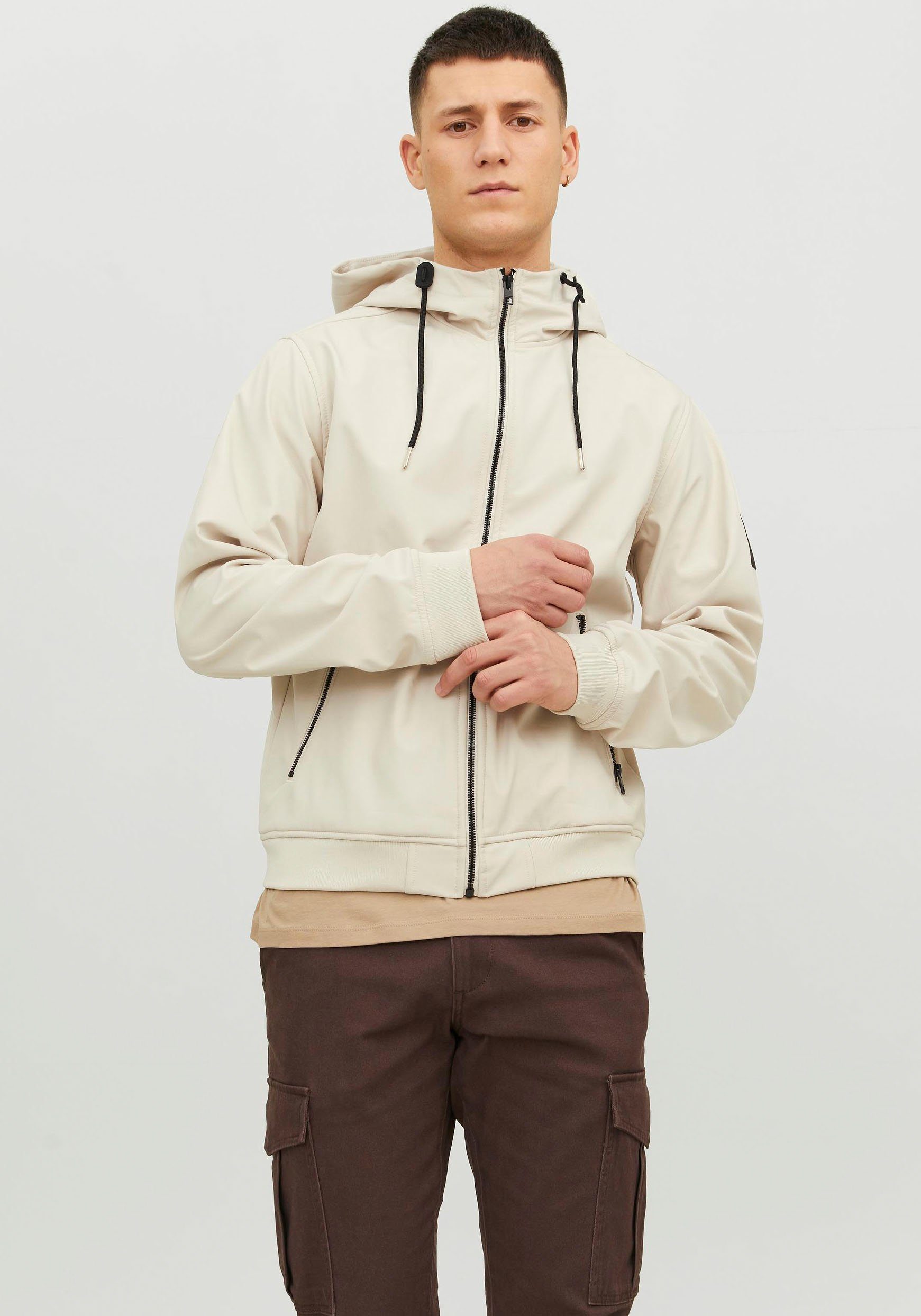 Jack & Jones Softshelljacke JJEBASIC SOFTSHELL HOOD NOOS Moonbeam