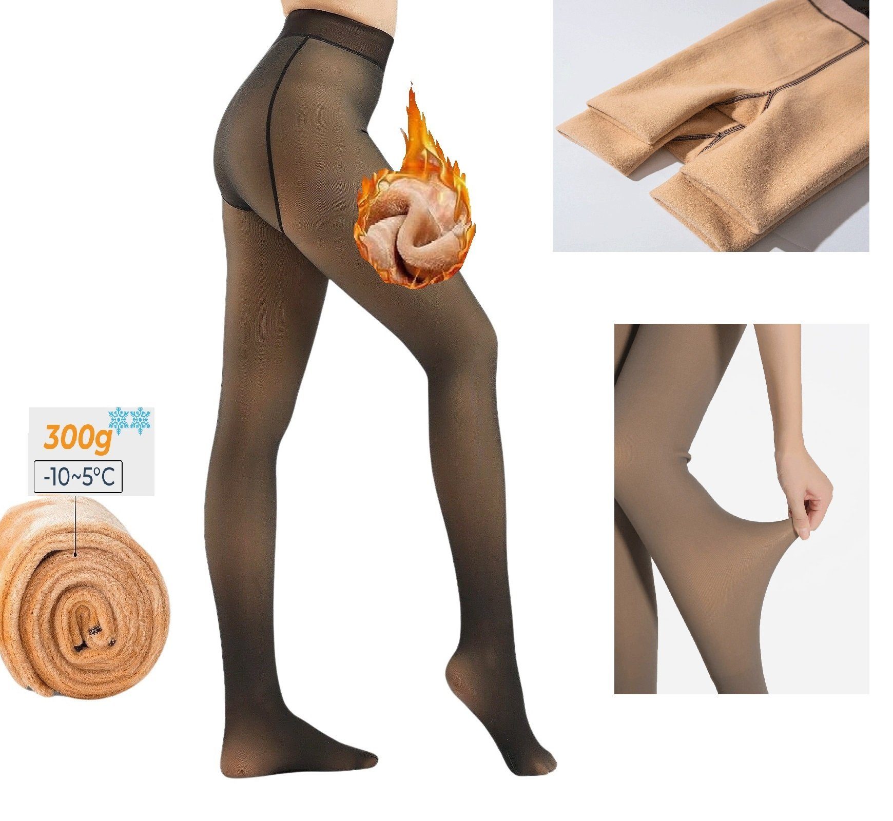 HEAT BOOSTER Thermostrumpfhose HEAT BOOSTER Damen Fleece Winter Thermo Strumpfhose Beige 503 Größe: