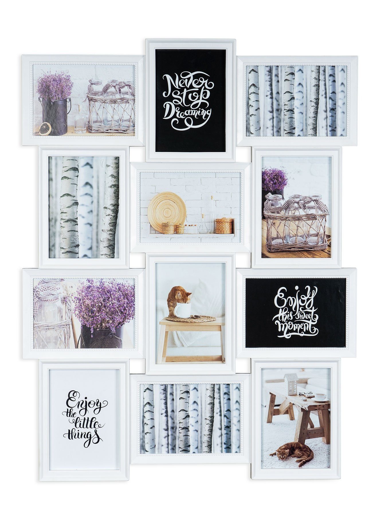 Levandeo® Bilderrahmen Collage, levandeo Bilderrahmen in Weiß für 12 Fotos günstig online kaufen