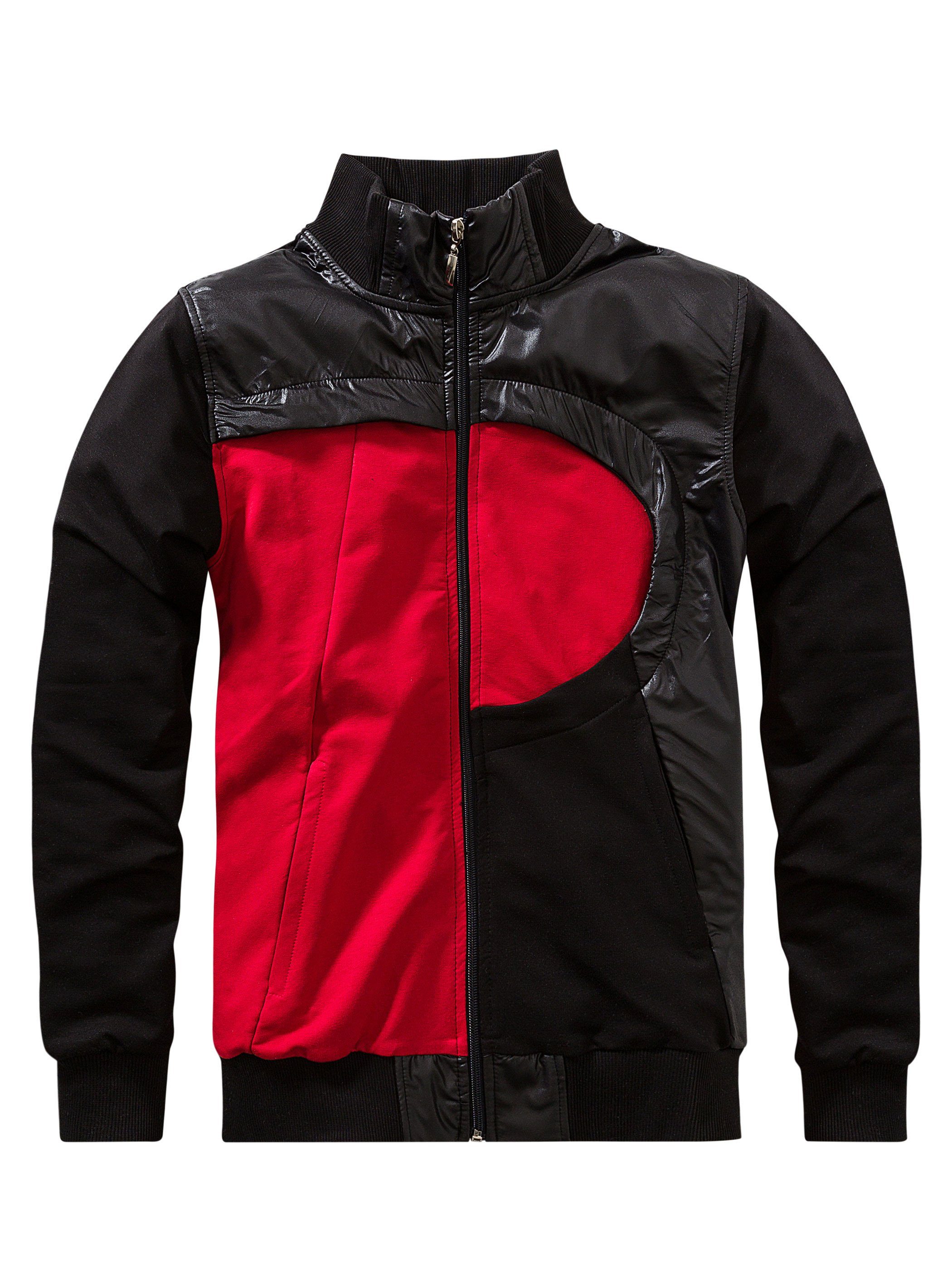 Sweatjacke Mit Jacket Yazubi / Black/Red) ( Diego rot Reißverschluss Schwarz