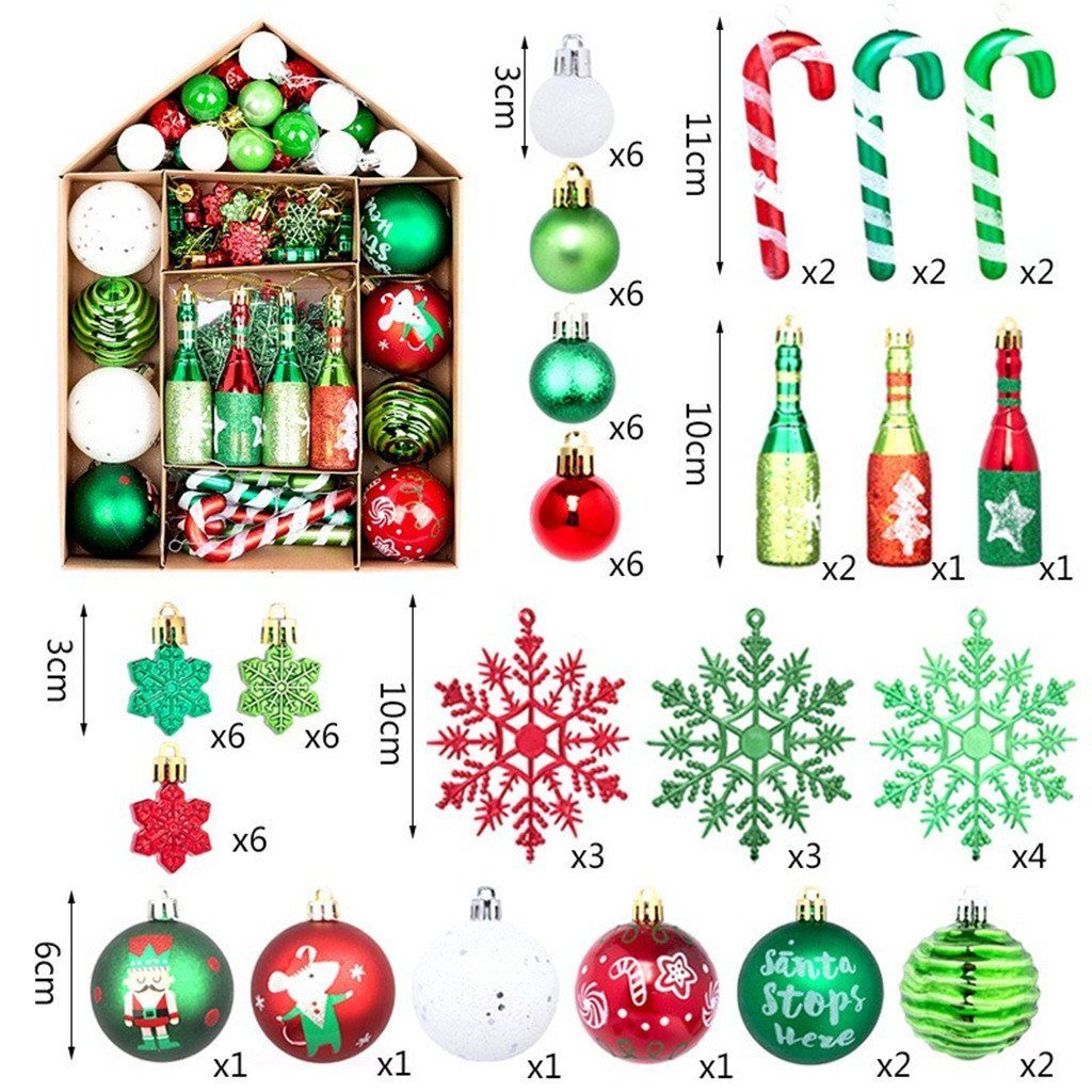 XDeer Weihnachtsbaumkugel Weihnachtsdeko Set,70 Stk Dekroset,Kunststoff Christbaumkugeln, Weihnachtsbaumsdekor Plastik Weihnachtsbaumschmuck mit Aufhänger