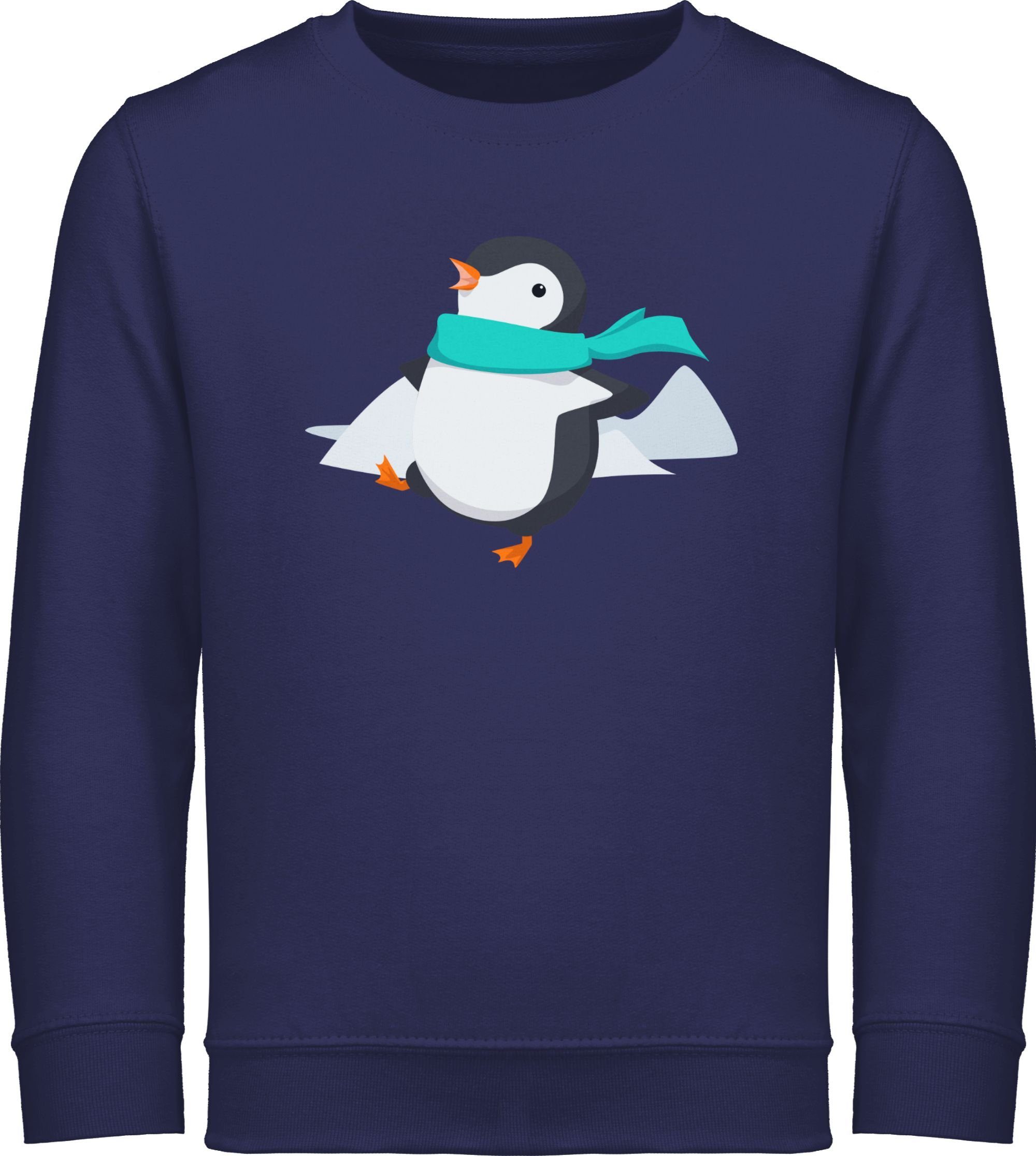 Shirtracer Sweatshirt Happy Pinguin Tiermotiv Animal Print 1 Navy Blau