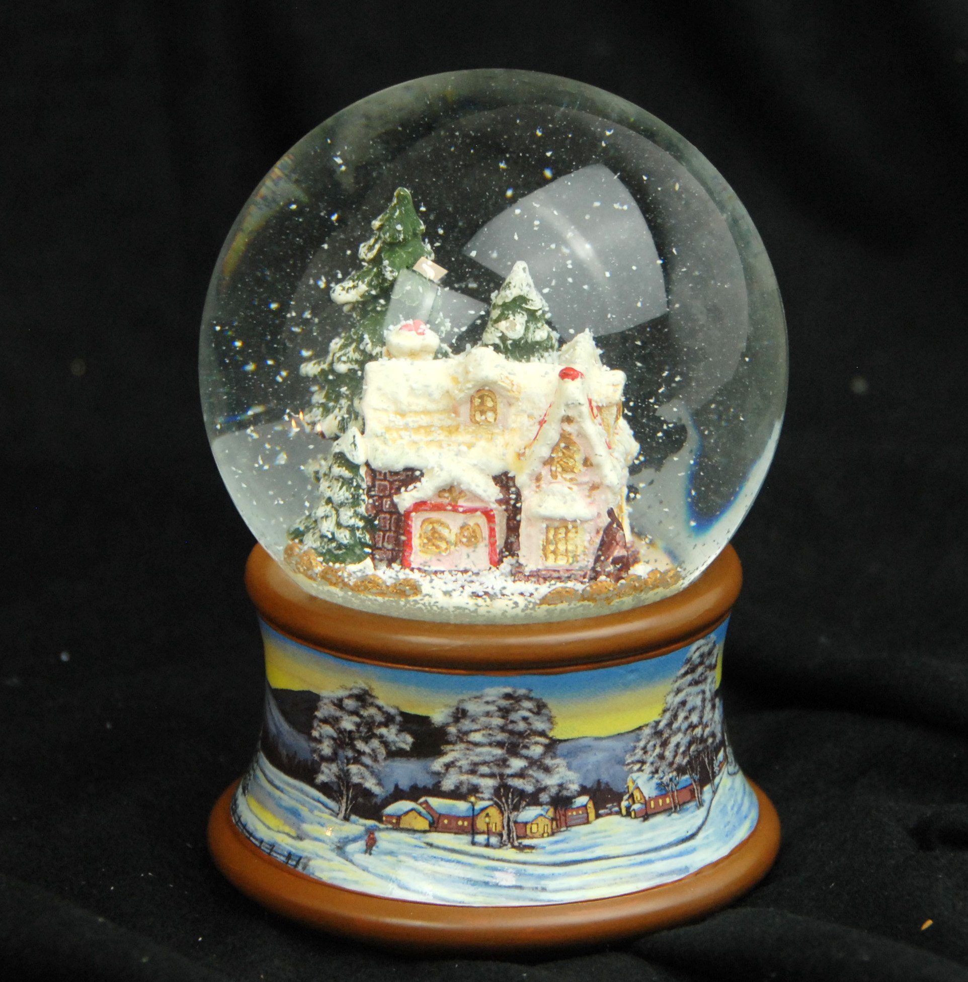 MINIUM-Collection Schneekugel Spieluhr 10 braun Winterlandschaft cm mit auf Zuckerbäckerhaus Sockel